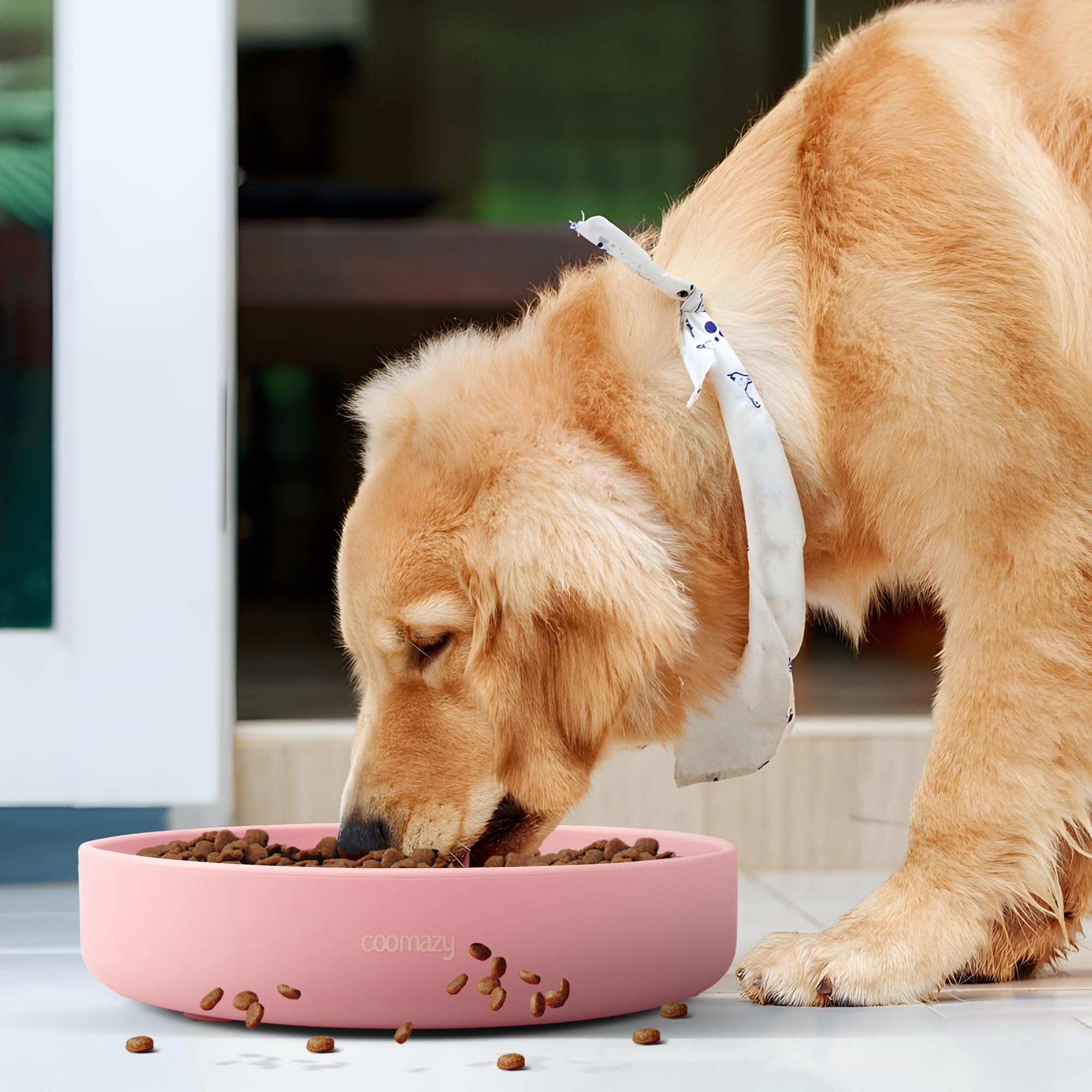 Coomazy Ciotola per cani XL, in silicone, con ventose, per alimentazione lenta, design antiscivolo, riduce noia e ansia, adatta per cani di taglia grande, rosa