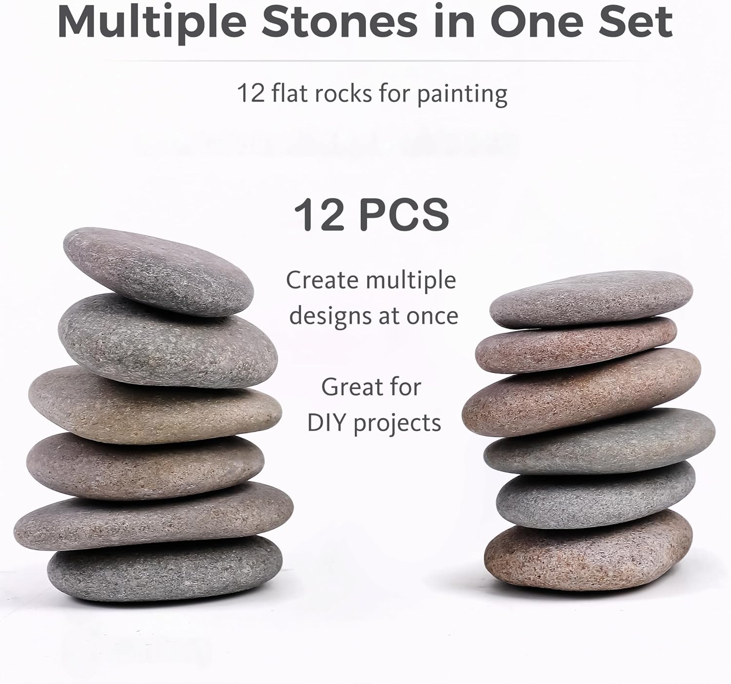 ROCART 24 PCS Large 3.35-4.15" Smooth Natural River Rocks for Painting, Flat Painting Rocks & Craft Stones for Arts, DIY Projects & Creative Studios
