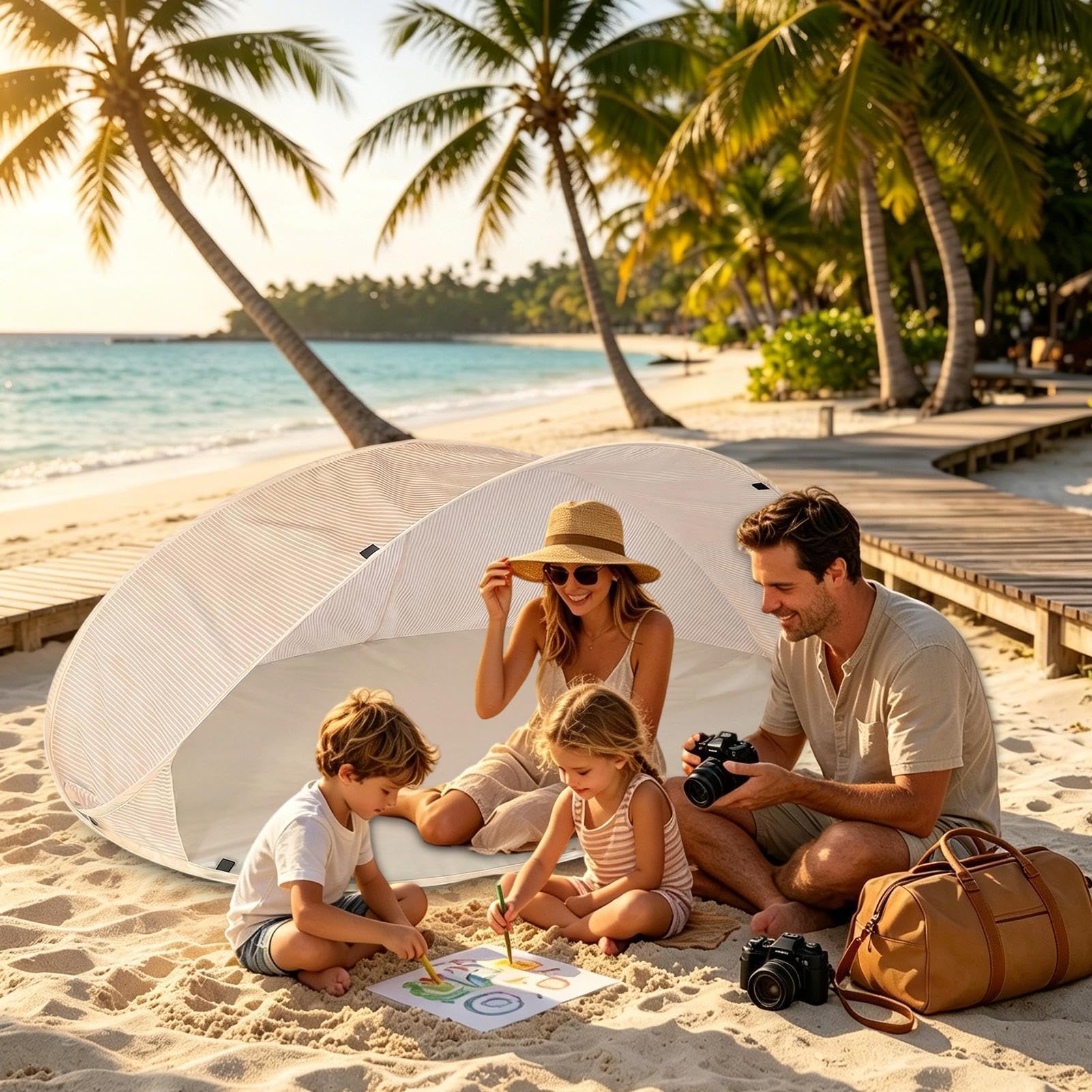 Petite Tente de Plage Compacte Auvent Pare- | Tente automatique robuste pour la Randonnée, le Camping, le Pique-nique, la Fête en Plein Air, l'Arrière-cour, la Terrasse,