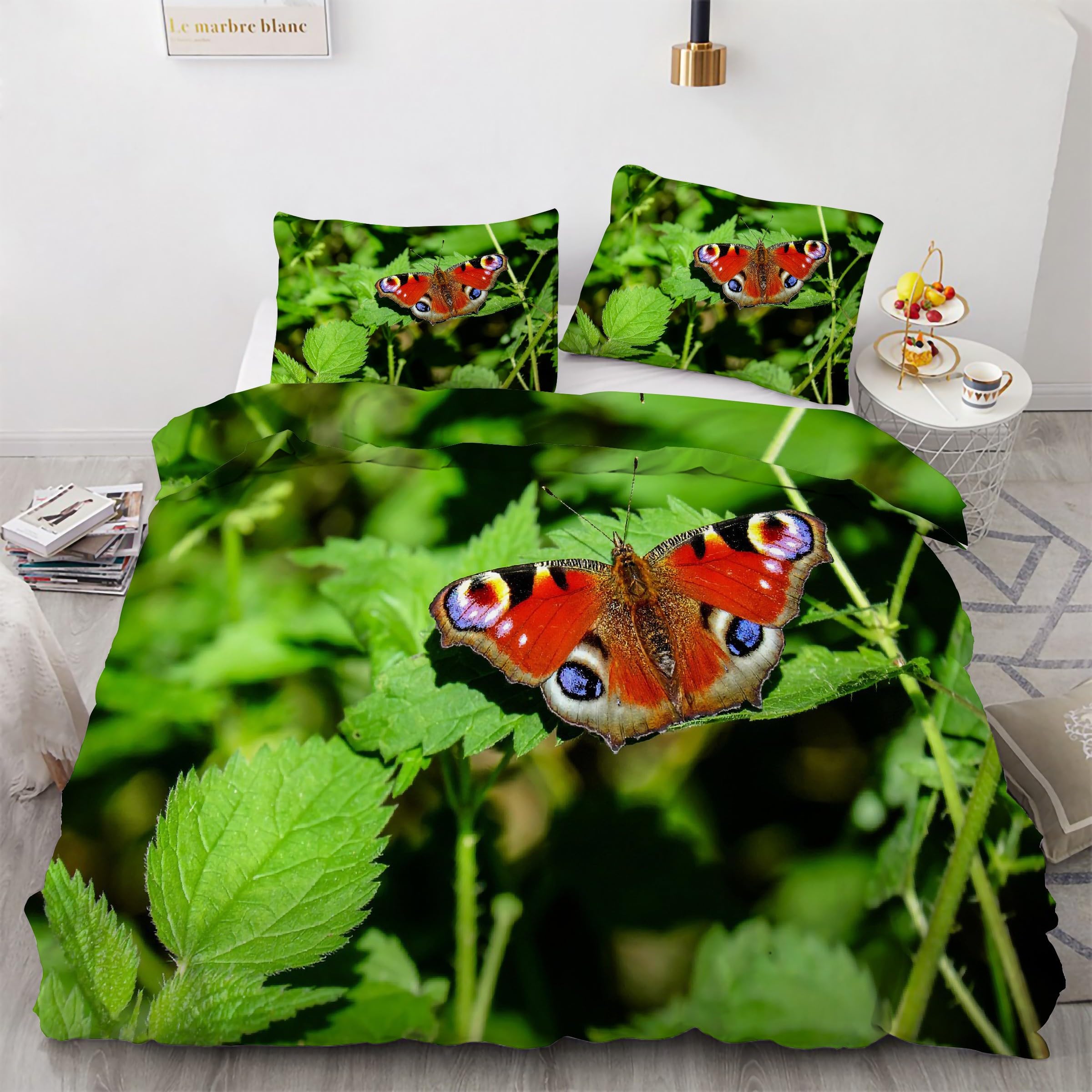 Housse de couette 200x200 cm avec 2 taies d'oreiller 65x65 Papillon du Jour