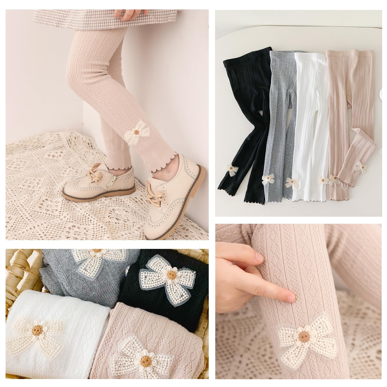 Silkglory Leggings per Ragazze 2 Pezzi, Pantaloni Sportivi Morbidi da Balletto per Interni ed Esterni, Nero/Bianco/Grigio/Albicocca, 2-9 Anni