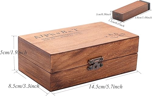 Miniatura 5 de Dedoot - Sello de goma, letras del alfabeto, 70 unidades, sellos del alfabeto para cerámica, números de madera vintage y símbolos de letra, mini