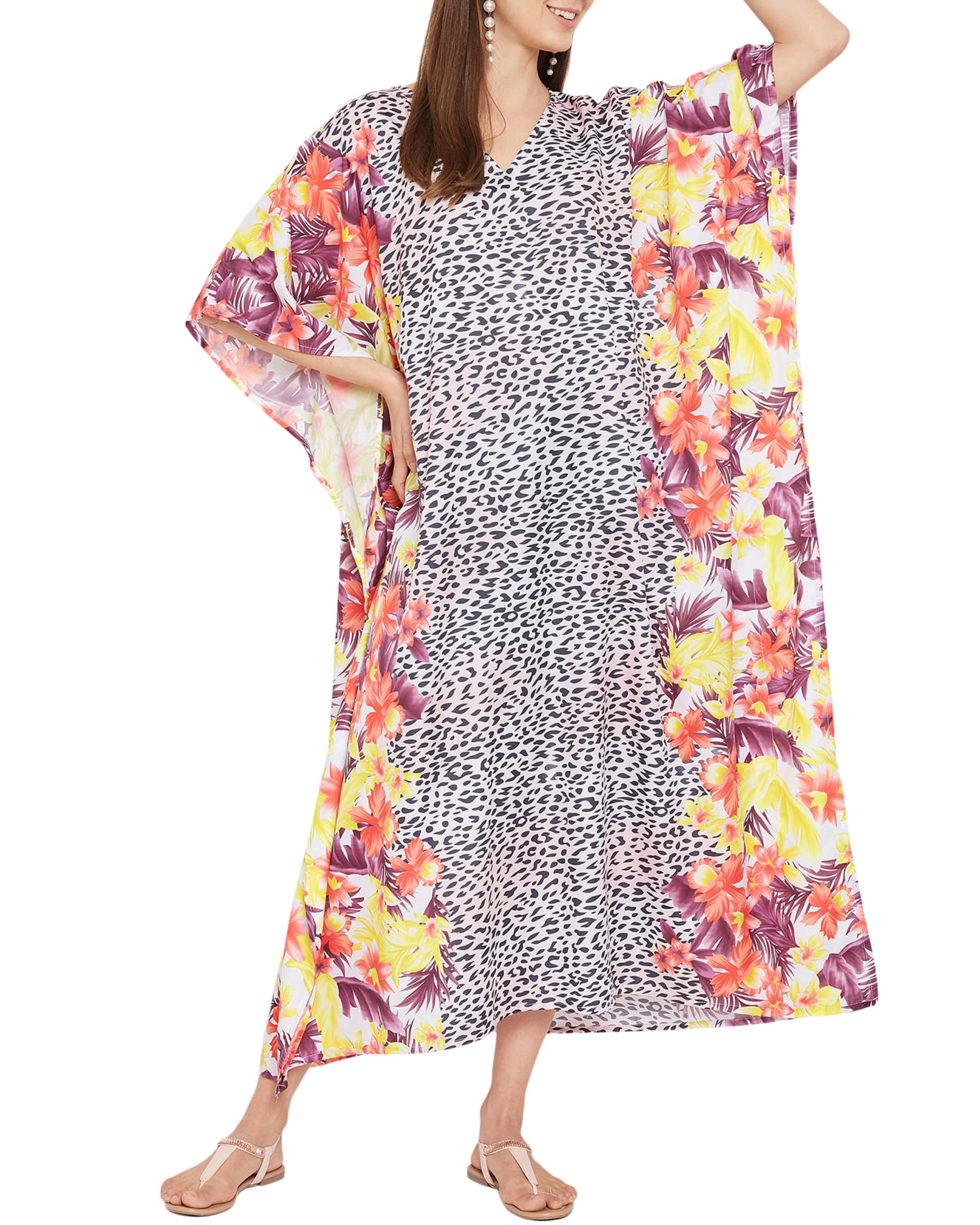 Women Kaftan Plus Size Polyester Summer Lightweight Caftan Swimsuit Cover Ups Maxi African Mumu Lounge House Dress