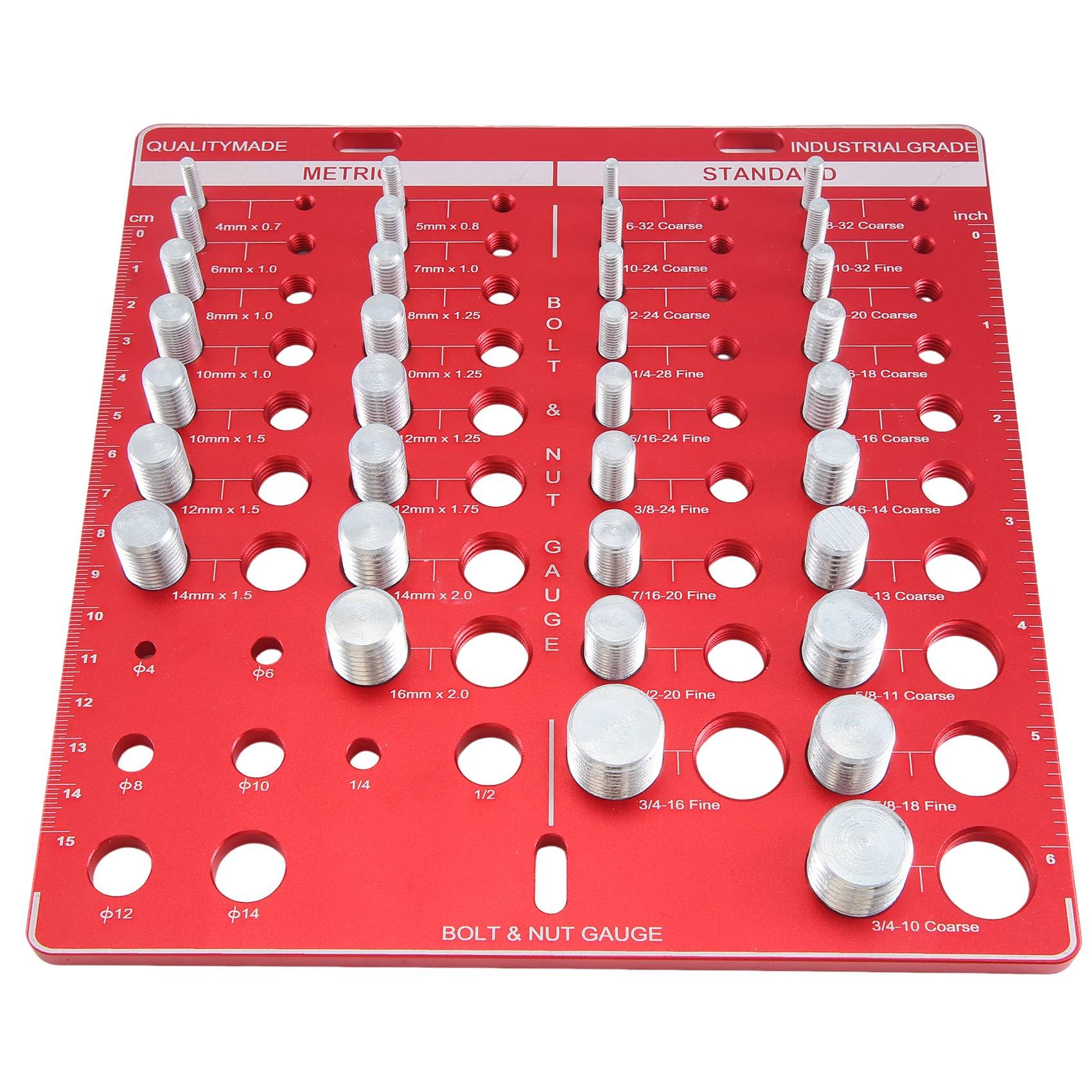 Littimoon Nut and Bolt Bolt Size and Thread Gauge Identifier,Ruler with Inches and Centimeter