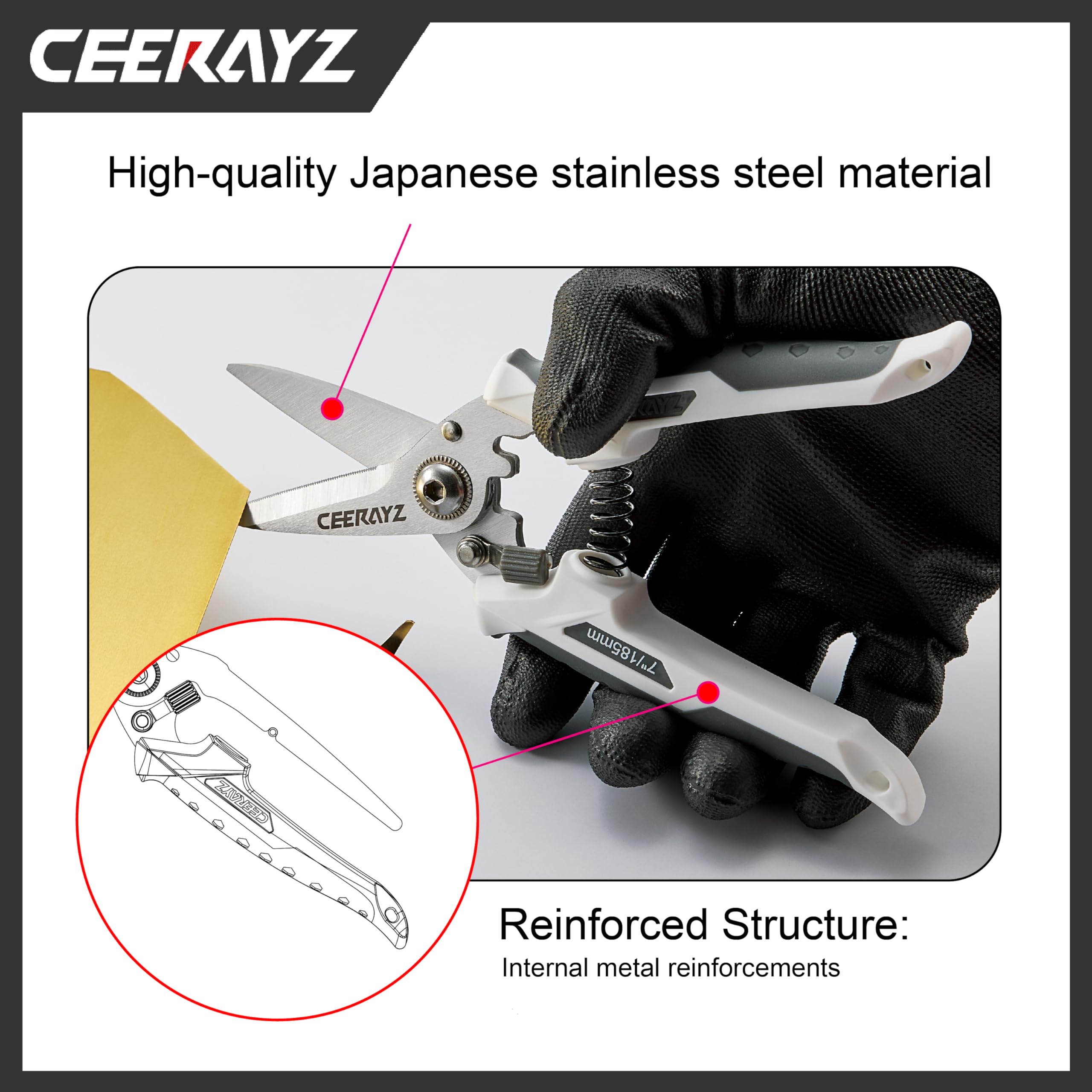 Amazon.co.jp: CEERAYZ Shears, 7.3 inches (185 mm), Multi-purpose