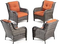 Vista 34 de Juego de 2 sillas de patio giratorias de 360 grados para exteriores y mesa auxiliar a juego – 3 sillas deslizantes de mimbre para patio con cojines