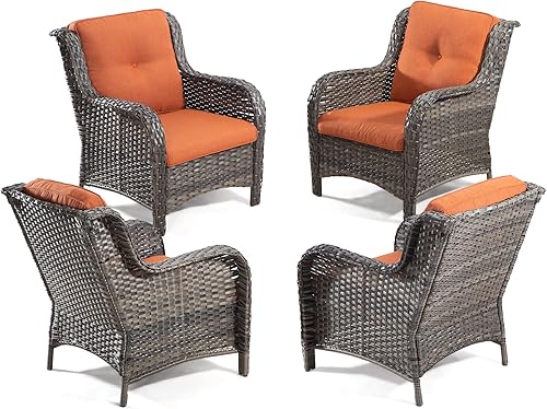 Miniatura 34 de Juego de 2 sillas de patio giratorias de 360 grados para exteriores y mesa auxiliar a juego – 3 sillas deslizantes de mimbre para patio con cojines