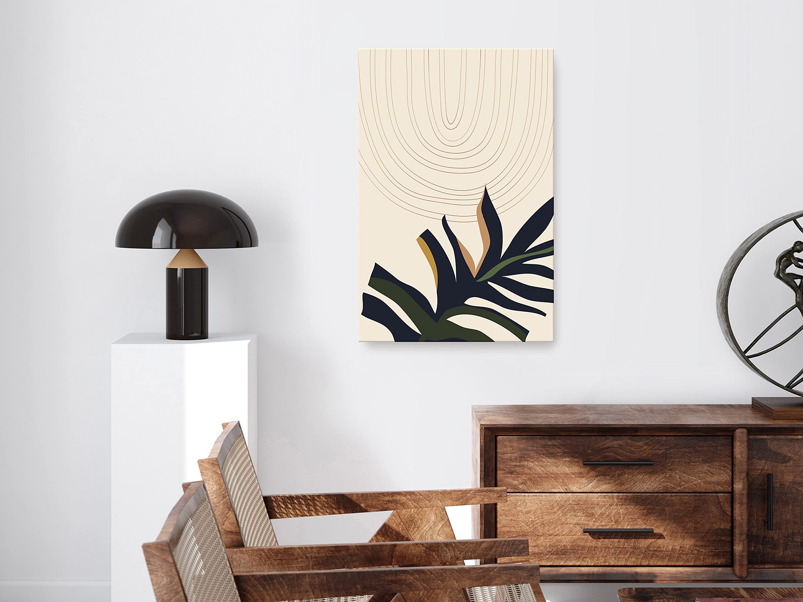 murando Cuadro Acústico Abstracto 60x90 cm espuma acústica absorbe | sonido aislamiento lienzo de 1 pieza Impresión Artística Decoración de Pared Imagen Hojas Monstera geométrico