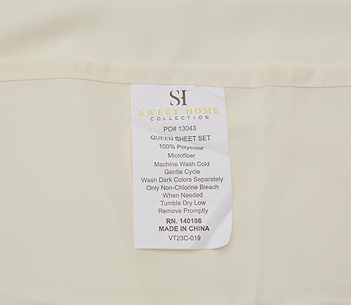 Vista 334 de Juego de sábanas extrasuaves de tamaño queen, ropa de cama transpirable y lujosa con correas elásticas integradas para las esquinas, colección