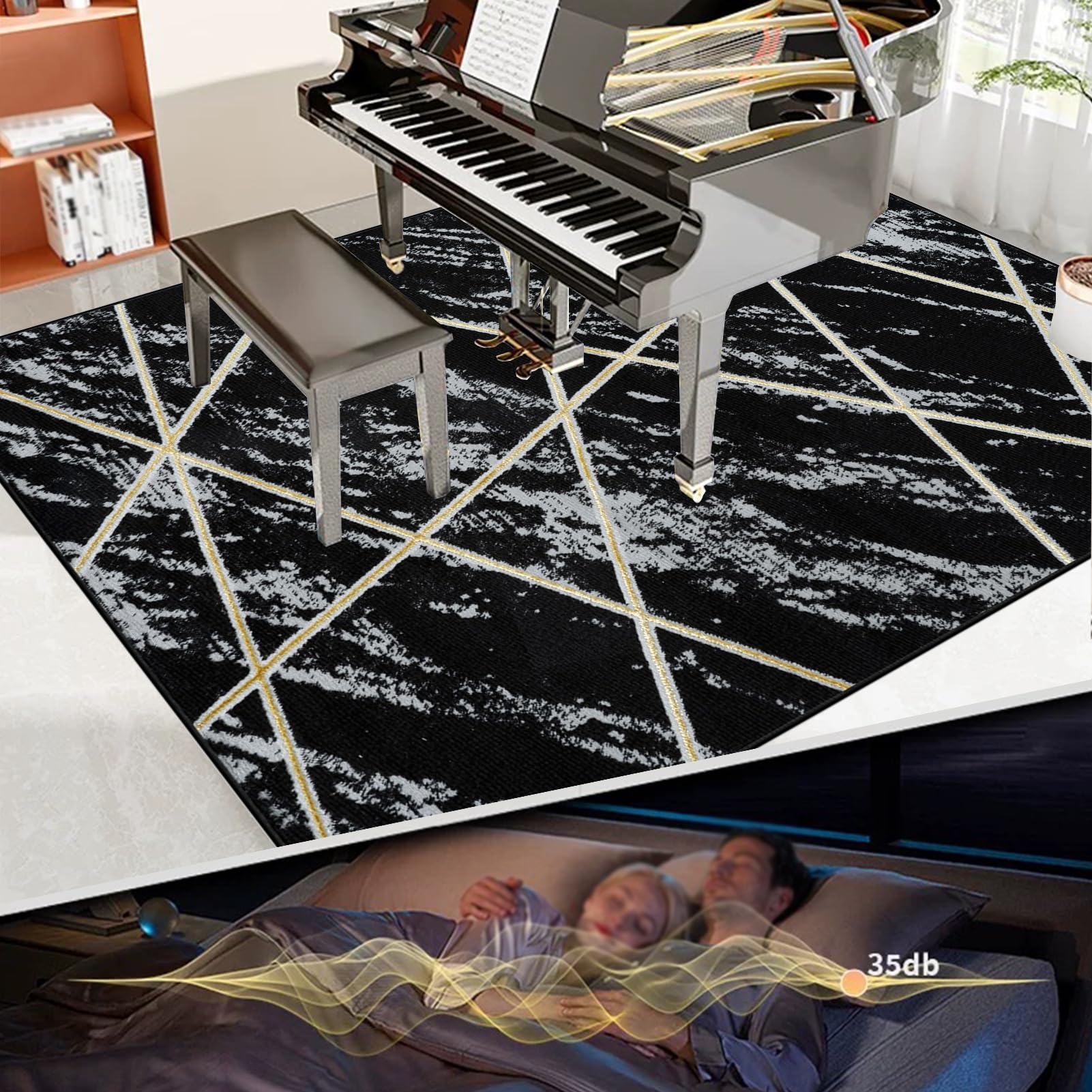 Drum Teppich, Elektrischer Schlagzeugmatte, Drum Rug Schlagzeugzubehör für E-Drums, Jazz-Drum-Set Schlagzeugteppich Schalldichte Teppichpolster, 180 x 160 cm Antivibrationsmatte für Studio, Wohnung