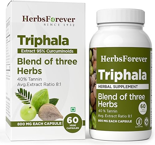 Triphala Cápsulas Extracto Ratio (81) 40% Amla, Haritaki & Bibhitaki para desintoxicación, limpieza y rejuvenecimiento diarios* 60 cápsulas vegetales