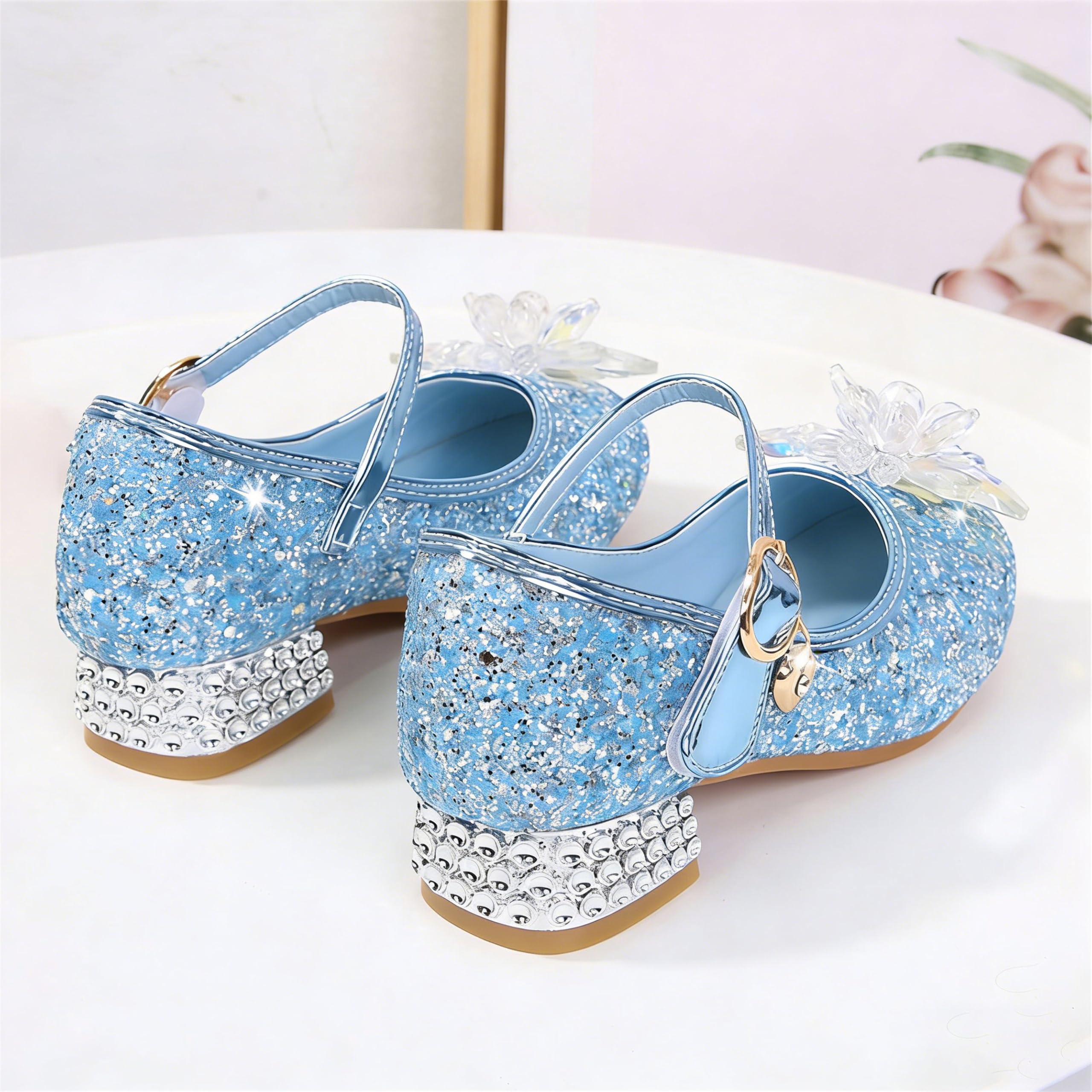 Déguisement Doux Chaussures Enfant Paillettes de Princesse Comfortable Mariage Noël Fête Anniversaire Carnaval Cérémonie Fête Cadeau Fille Ballerines Cosplay pour Enfant Costume