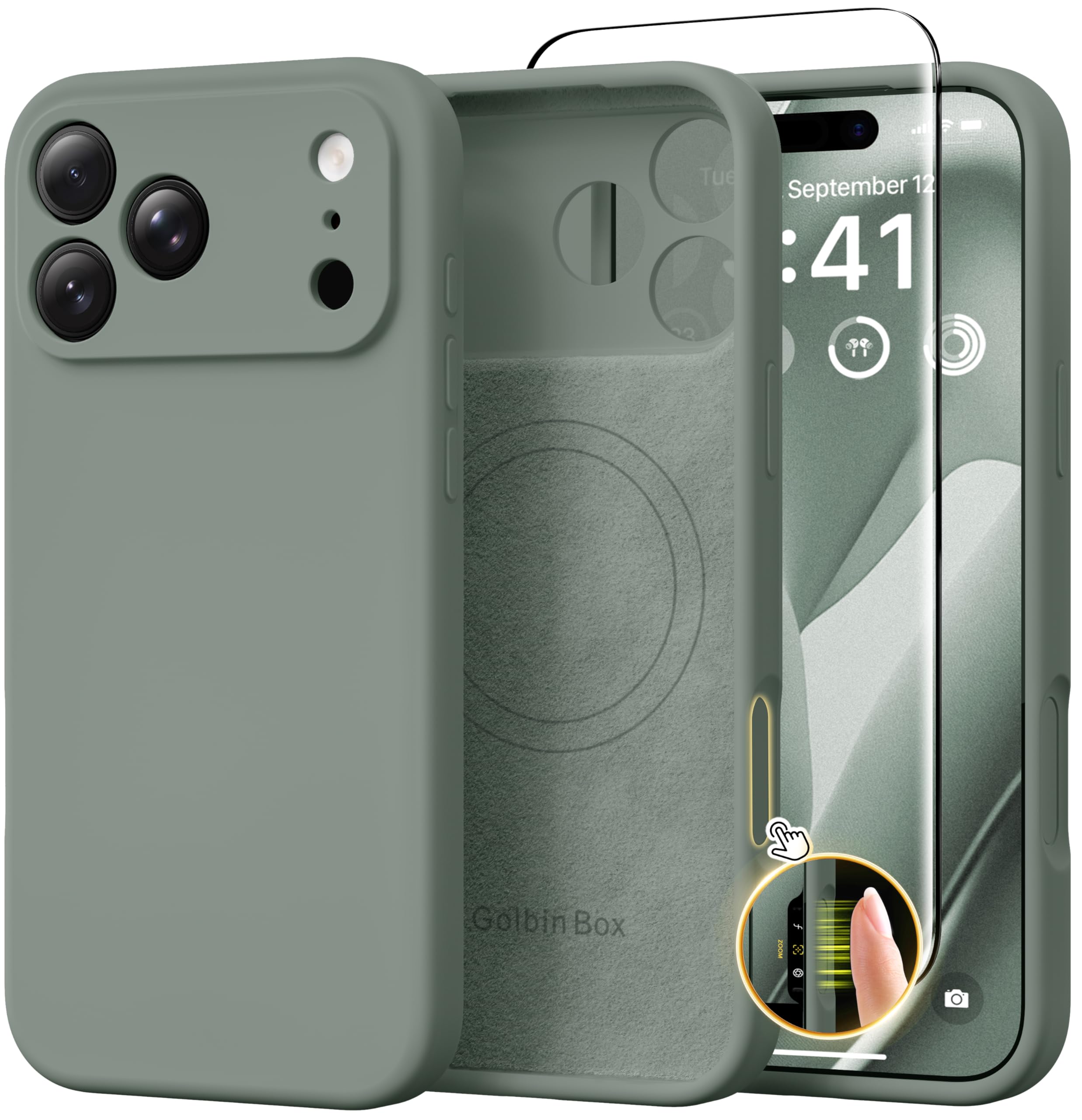 GolbinBox Magnetic for iPhone 18 Pro Case/17 Pro Case, Calke Green