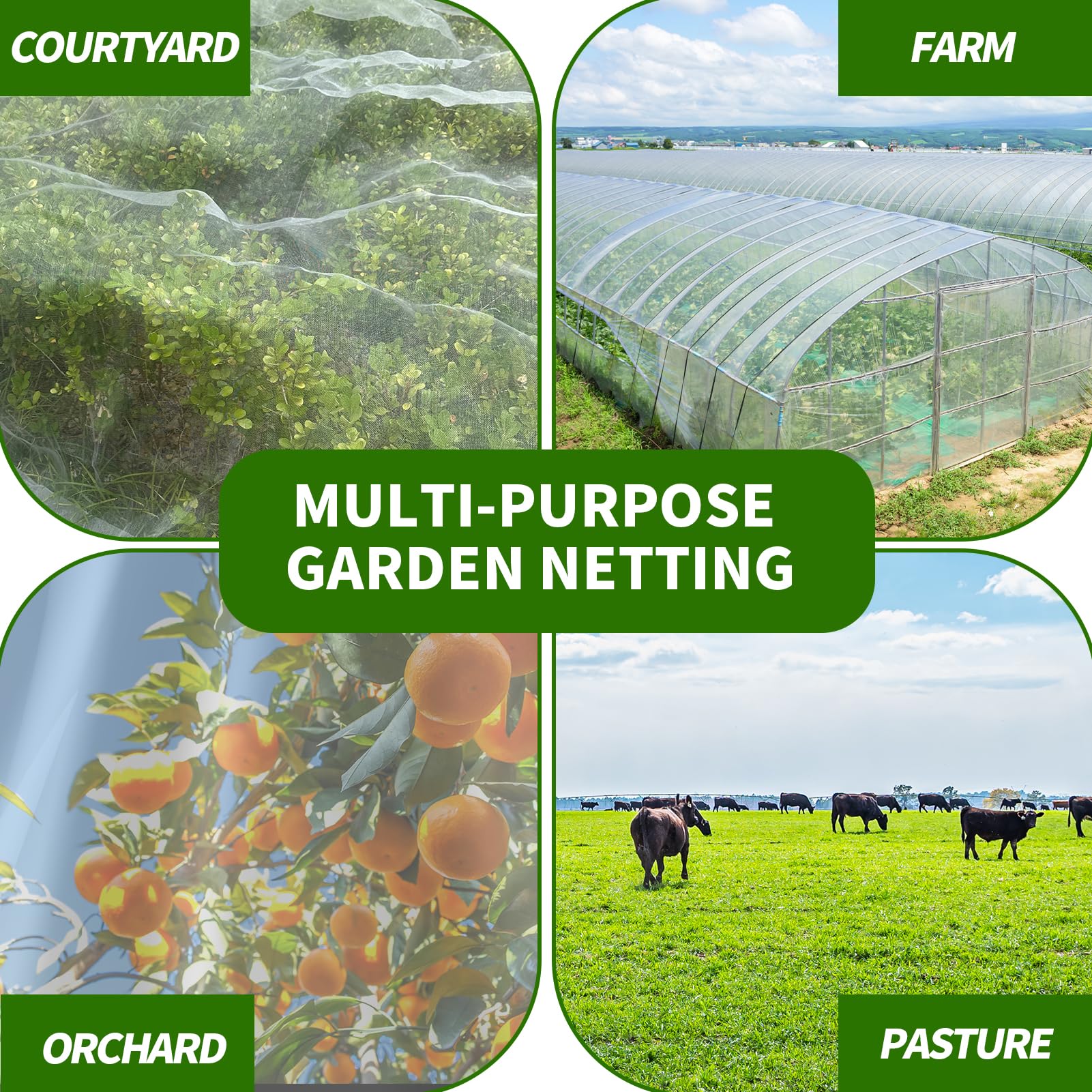 Red de jardín de 10 x 35 pies, red de malla para plantas, cubierta de hileras de plantas de jardín, protección de pantalla de invernadero, red de jardín para verduras, frutas, flores