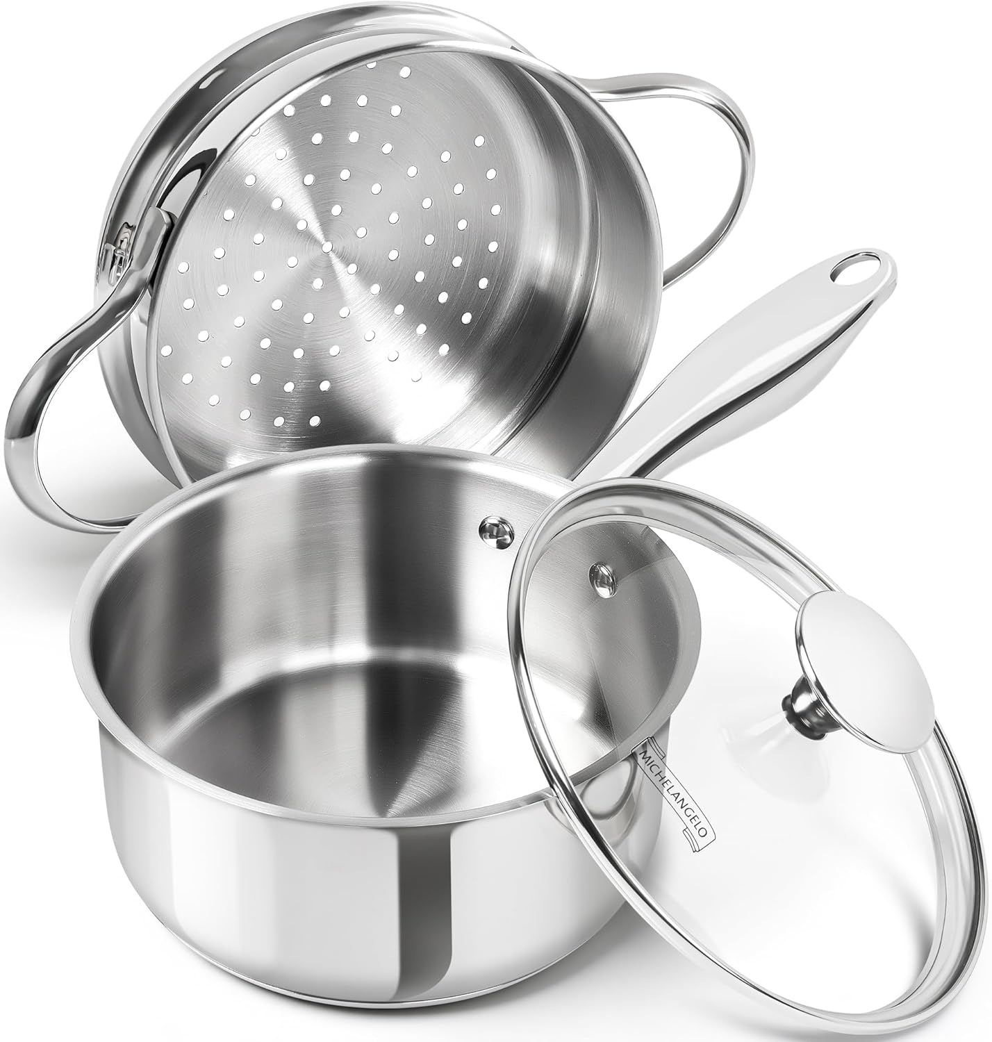 Amazon.com: MICHELANGELO Stainless Steel Sauce Pan with Lid, 1.5 Quart ...