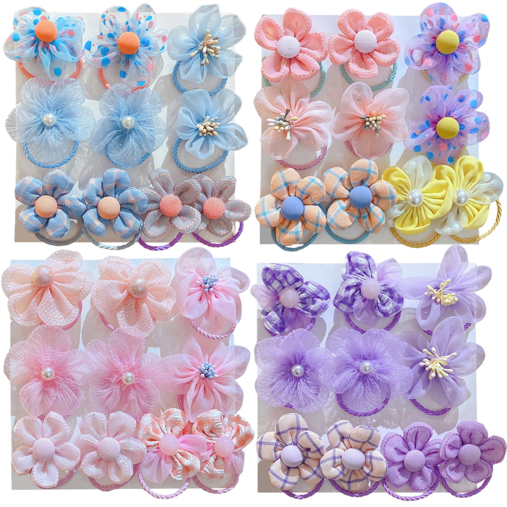 40Pcs Toddler Hair Ties, Cute Flower Elastic Rubber Bands Baby Hair Ties and Ponytail Holders for Girls and Toddlers Random Color
