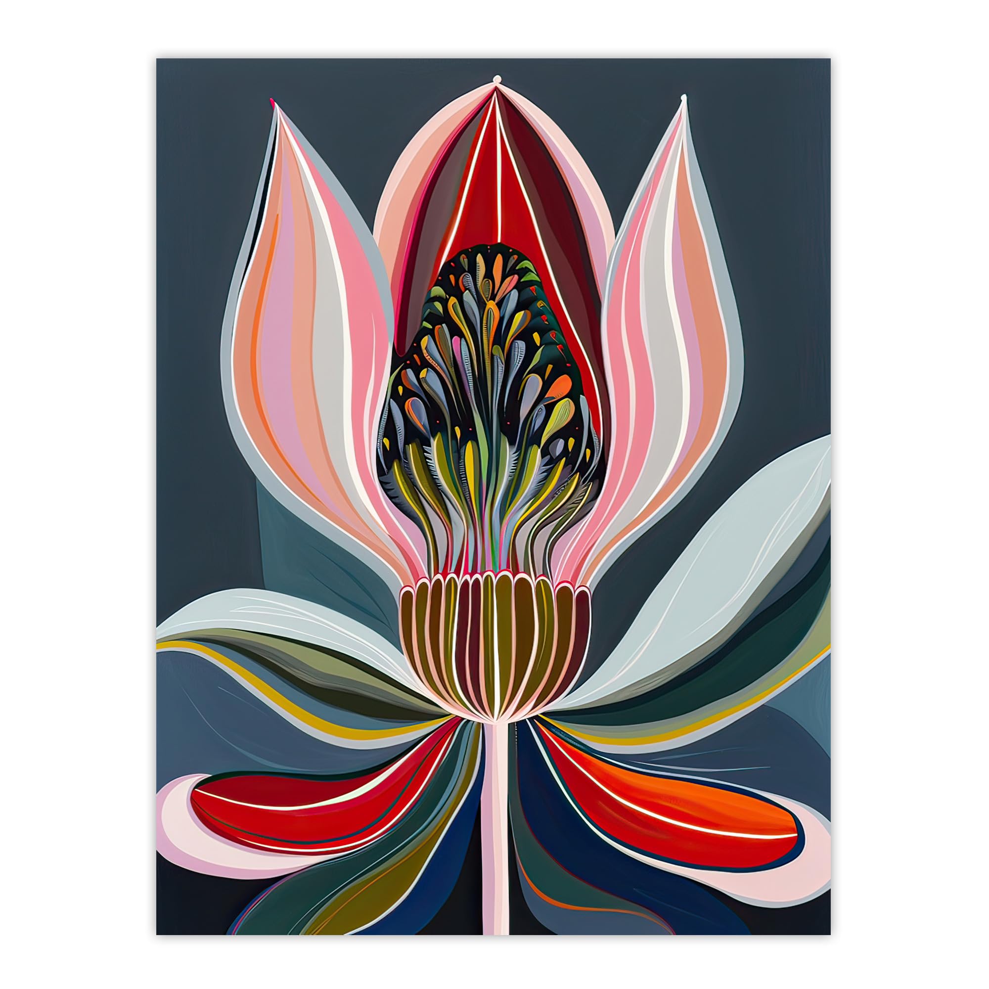 Artery8 - Poster - Magic Lotus Flower Psychedelic Bloom Design - W24 inch x H32 inch