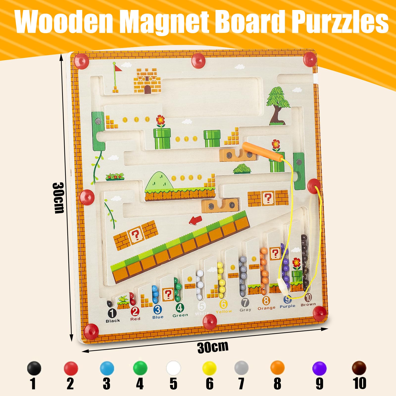Montessori zabawka od 2, 3, 4, 5, 6 lat, magnetyczna gra labirynt kolory, nauka sortowania, gry dla dzieci od 2 do 6 lat