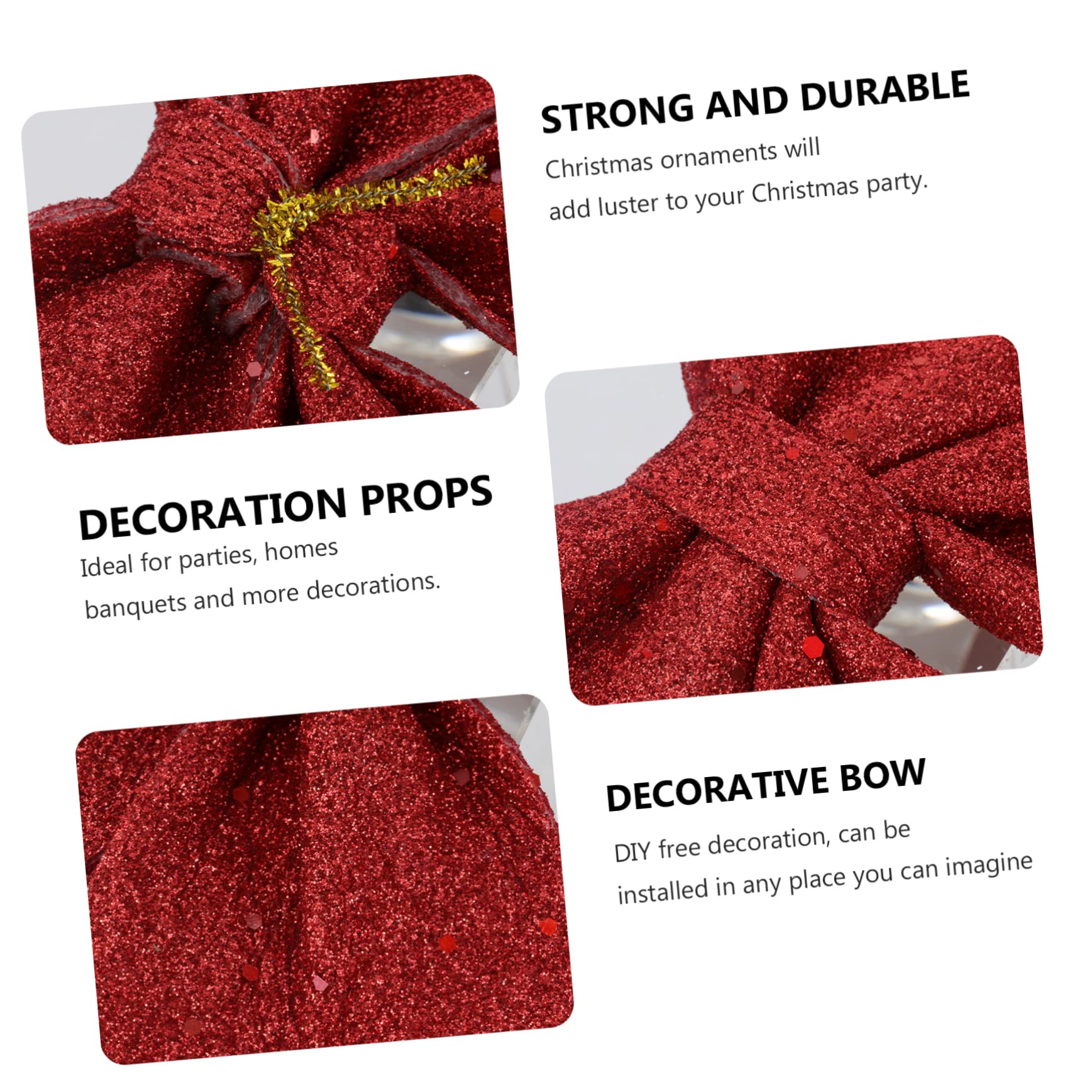 4piezas Lazos Navideños Polvo para Decorar Árboles De Navidad Adornos para Fiestas y Ventanas Diseño Brillante y Elegante