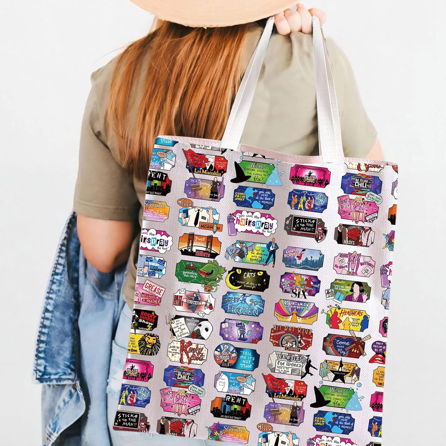 BLUPARK Musical Theatre Tote Bag Broadway Musical Character Tote Broadway Theatre Lover Gift Musical Reusable Grocery Bag - Image 2