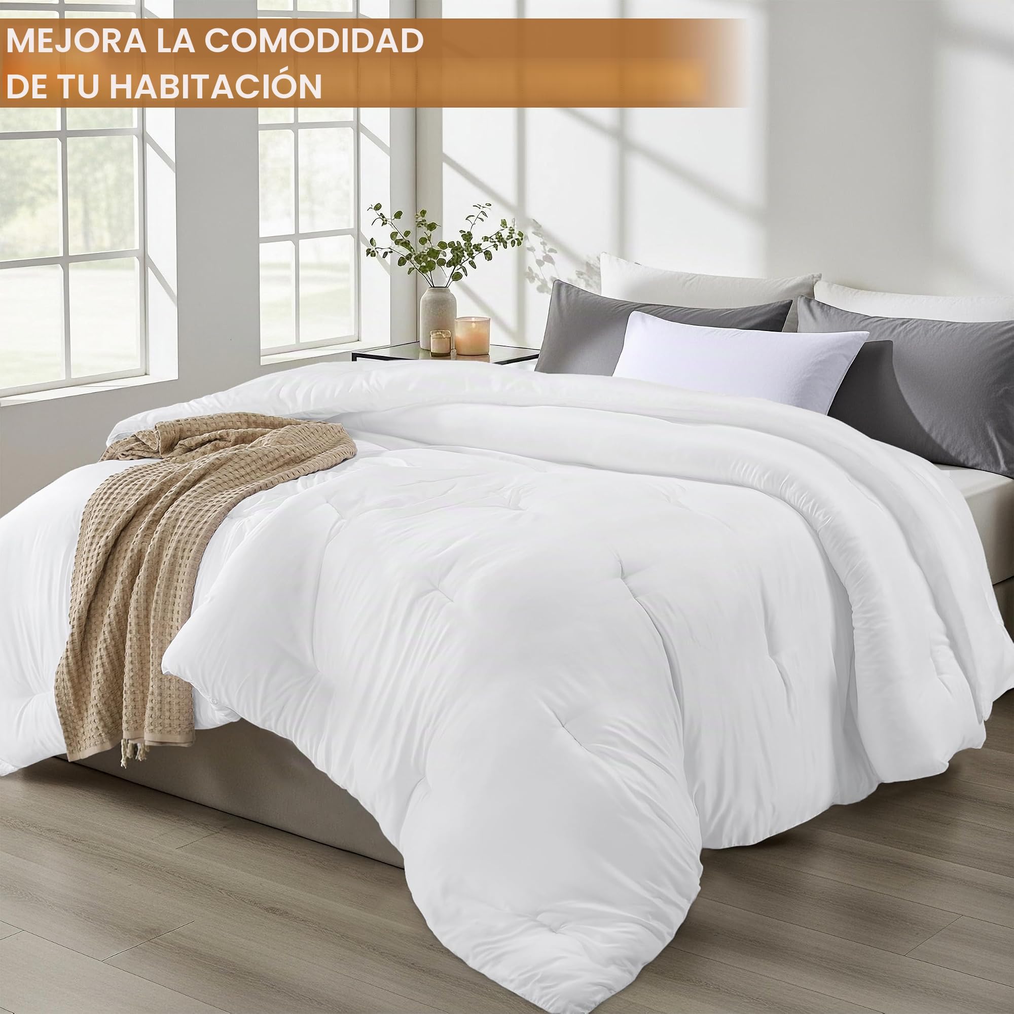 Utopia Bedding - Edredón para Todas Las Estaciones, Relleno de Microfibra de Felpa de 250 g/m², Relleno de edredón Acolchado con pestañas de Esquina, Colcha con Bordes cosidos