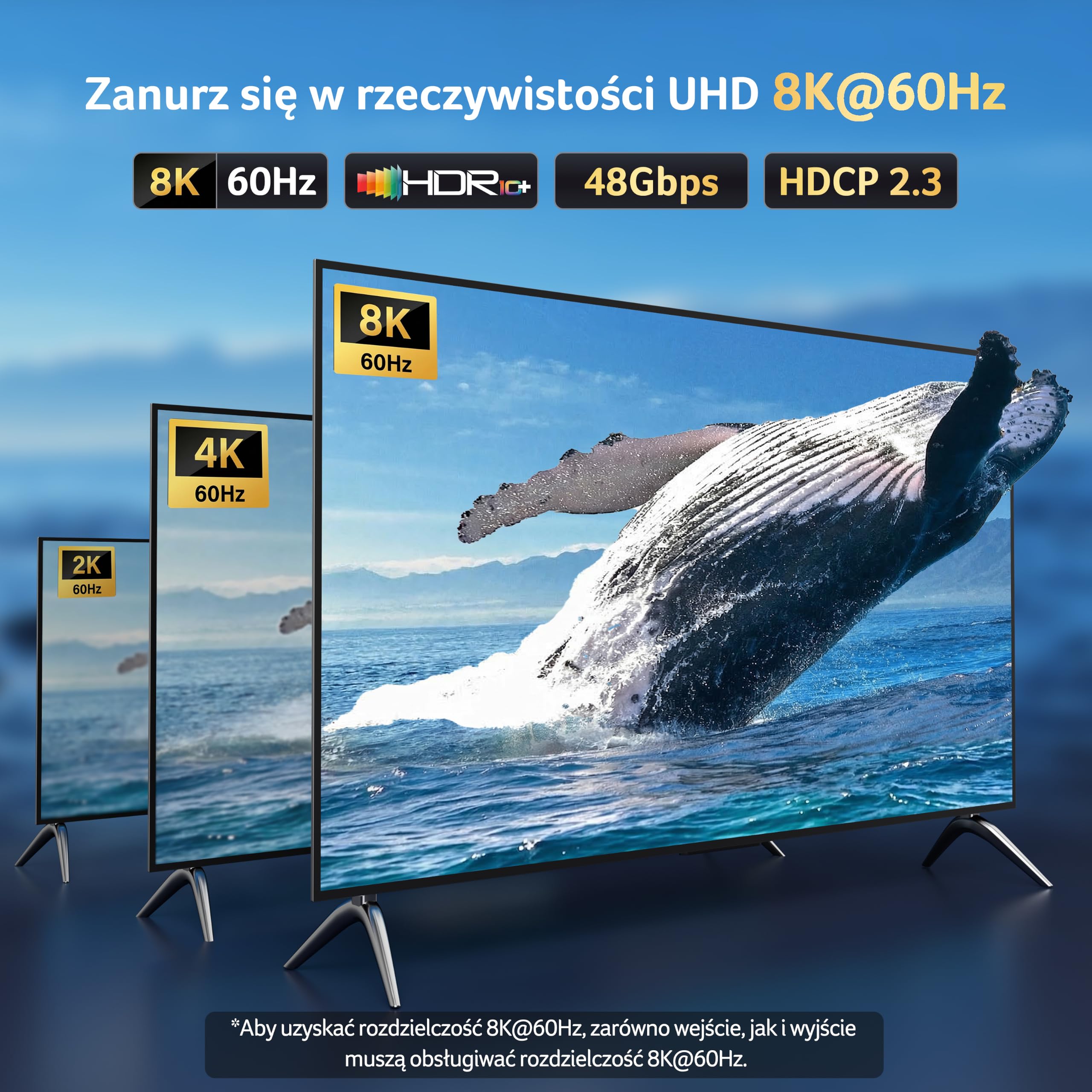 Acer Kabel USB-C do HDMI 2.1 2m (8K@60Hz,4K@240/144/120Hz)Thunderbolt 3 4 5 | Adapter HDMI Typu C, HDR10+, DHCP 2.3, Kompatybilny z iPhone 15/16/17 Pro, MacBook iPad Pro/Air, iMac, Surface, S26, XPS