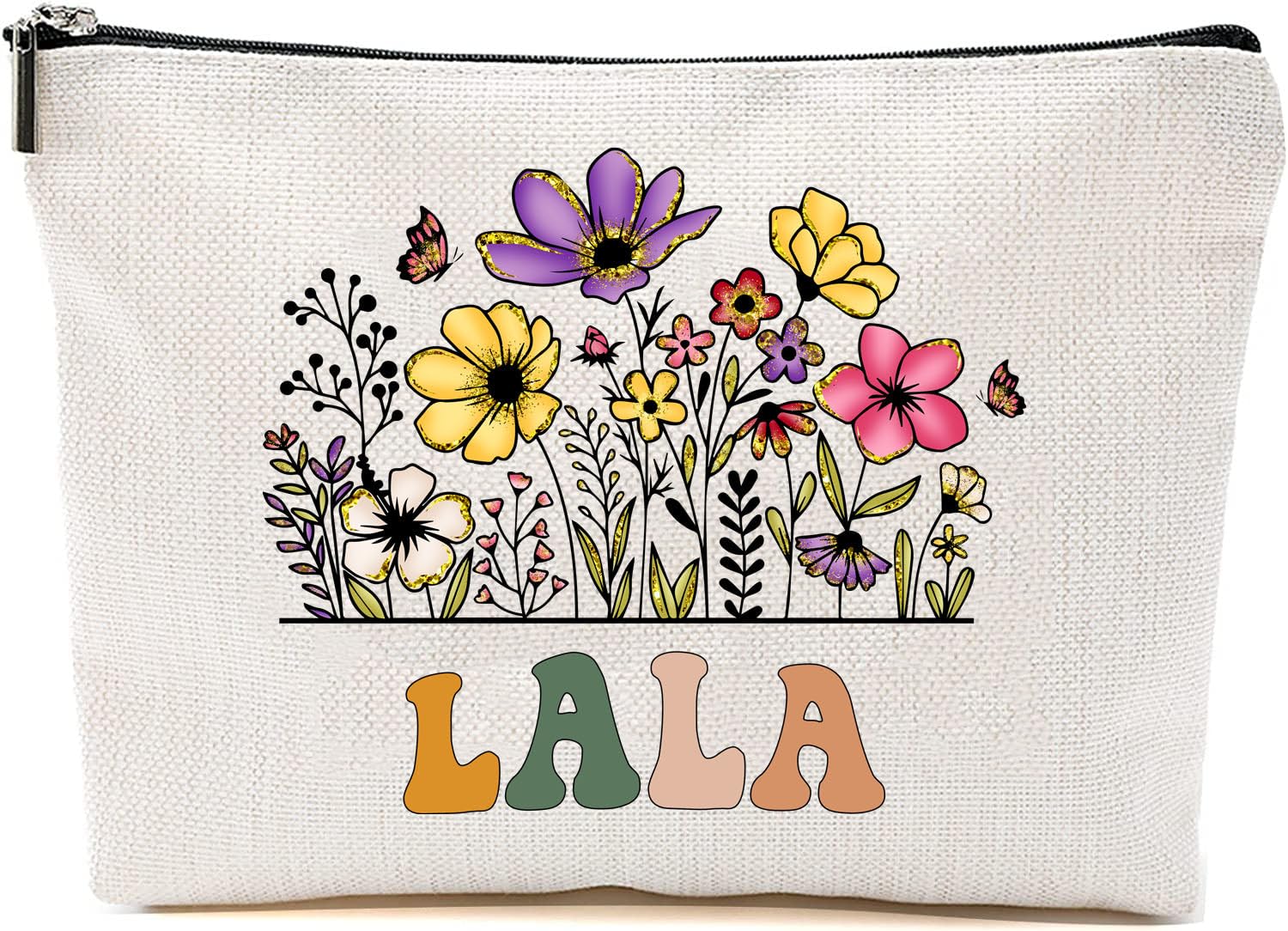 Lala Wildflowers Gifts For Mother's Day Makeup Bags - Lala Flower Gift Bags - Mom Birthday Gifts - Travel Cosmetic Bag For Birthday