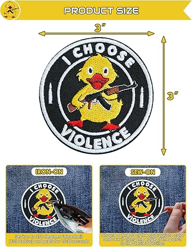 Vista 13 de I Choose Violence Duck Patches, parches bordados de 3 pulgadas de gancho y bucle, apliques divertidos y divertidos para mochilas tácticas