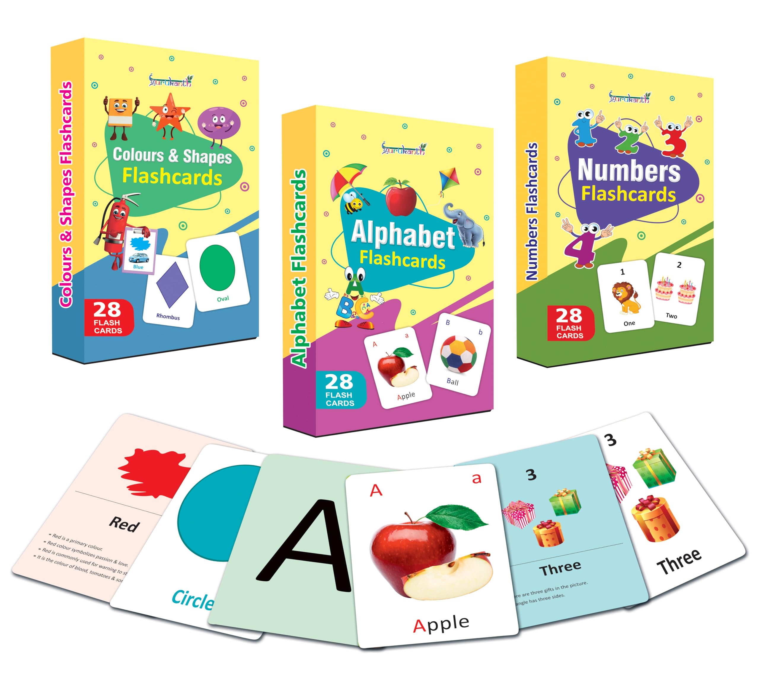 Gurukanth® Premium Flash Cards for Kids Early Learning | Easy & Fun Way of Learning 1 Year to 6 Years Babies Smart Toys (Set of 3 - ABC, Numbers. Shapes & Colours)-picture-13