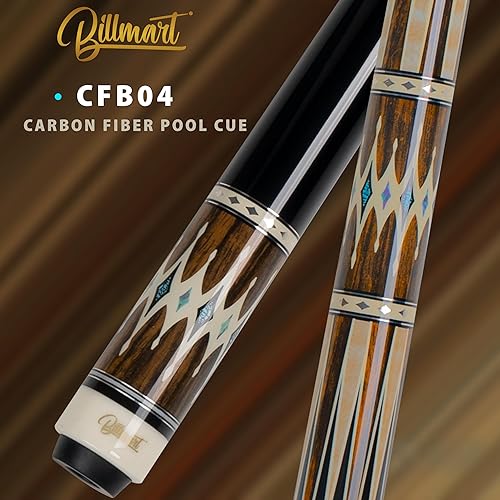 Miniatura 3 de Palo de taco de piscina de fibra de carbono, palos de billar con eje de desviación baja de 0.492 in con estuche rígido, palo de piscina profesional