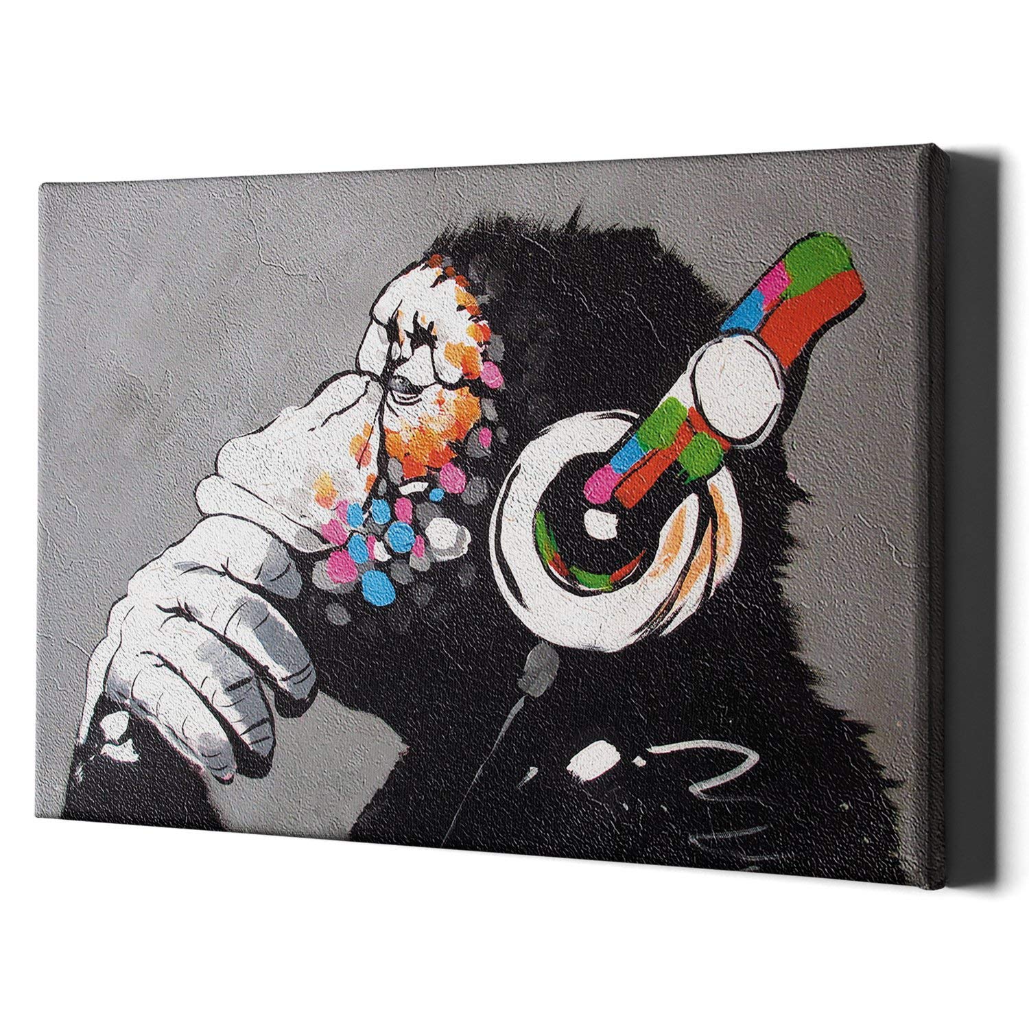 Amazon｜Thinking Monkey ヘッドフォン キャンバス ウォールアート