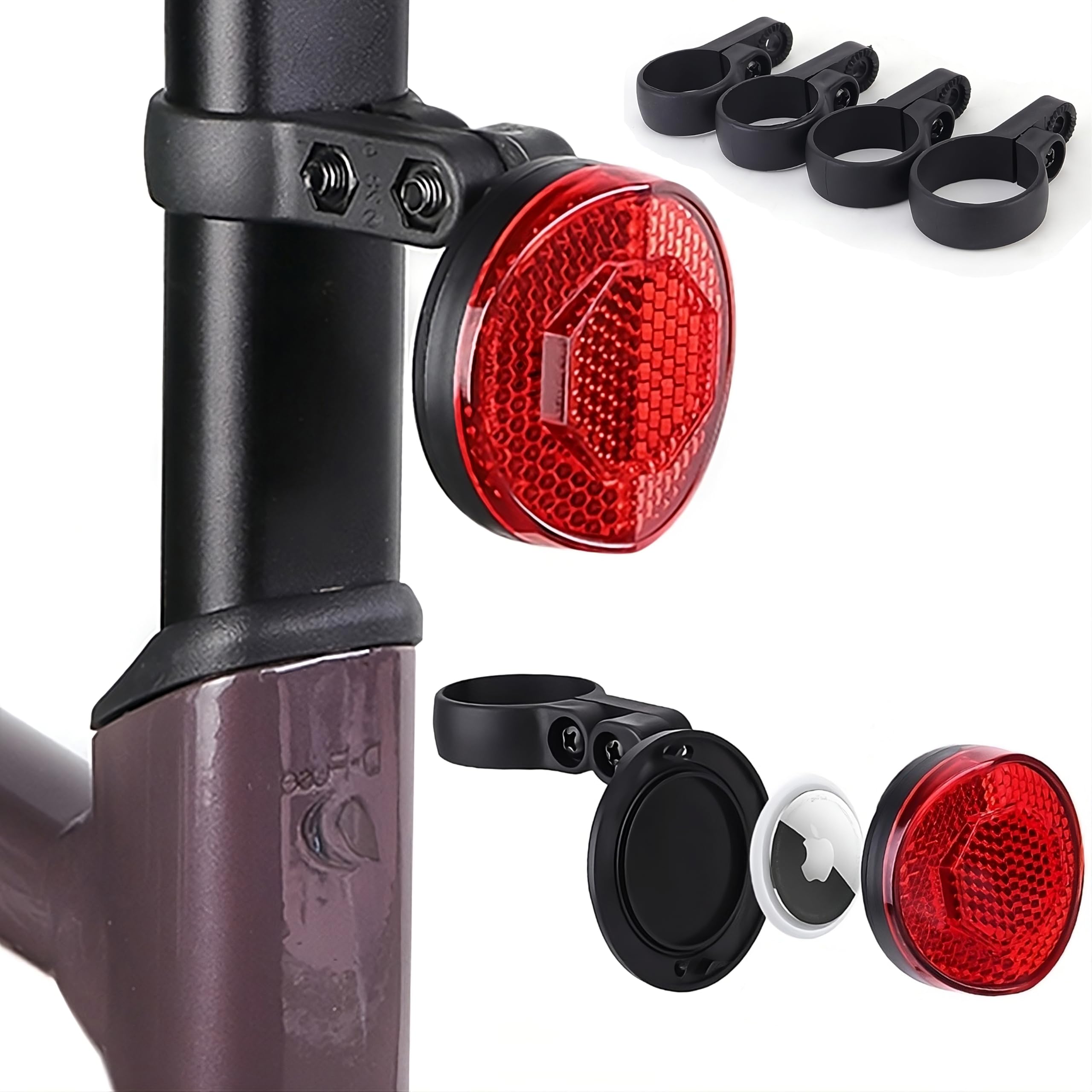 Support Caché Pour AirTag Avec Réflecteur - Protection Pour Vélo - Fixation Sous Selle