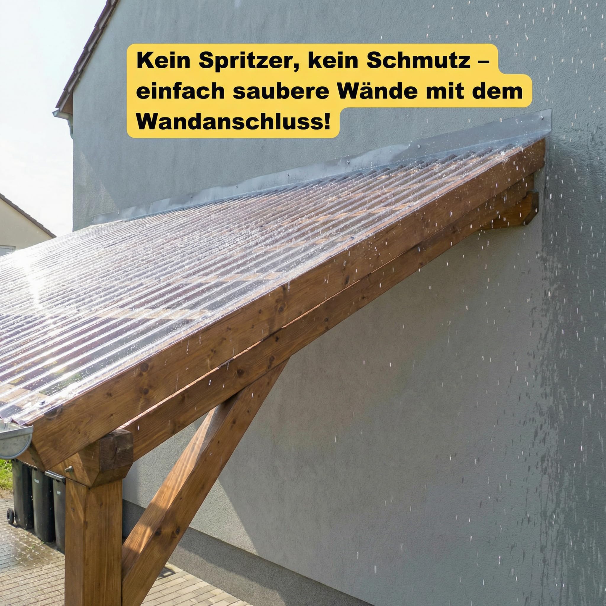 Wandanschlussprofil PVC PRO-Line Sinus Wellplatte 76/18 in glasklar - PROFI QUALITÄT Länge: 1100 mm Profilseite: 245 mm Glatte Seite: 130 mm Maueranschluss, Dachabschluss für Wellblechplatten