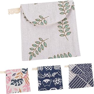 FOMIYES Tampon Organizer 4pcs Cotton Linen Period Pouch Menstrual Pad Pouch Pads Pouch Bag Monstera Napkin Lucky Cat Pads Girl Napkin Organizer Tampon Storage Bag Tampon Holder