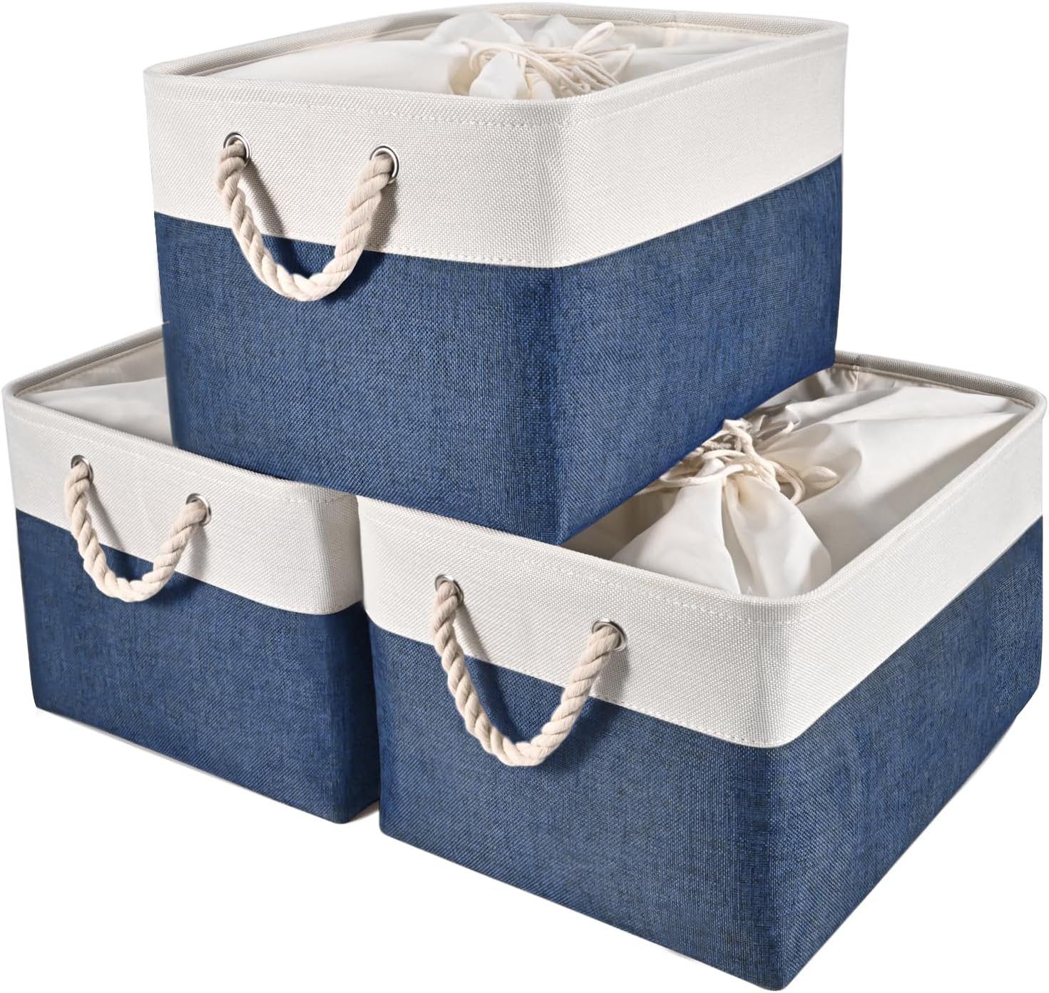 HOdo Home Fabric Storage Bin with Drawstring Closure and 2