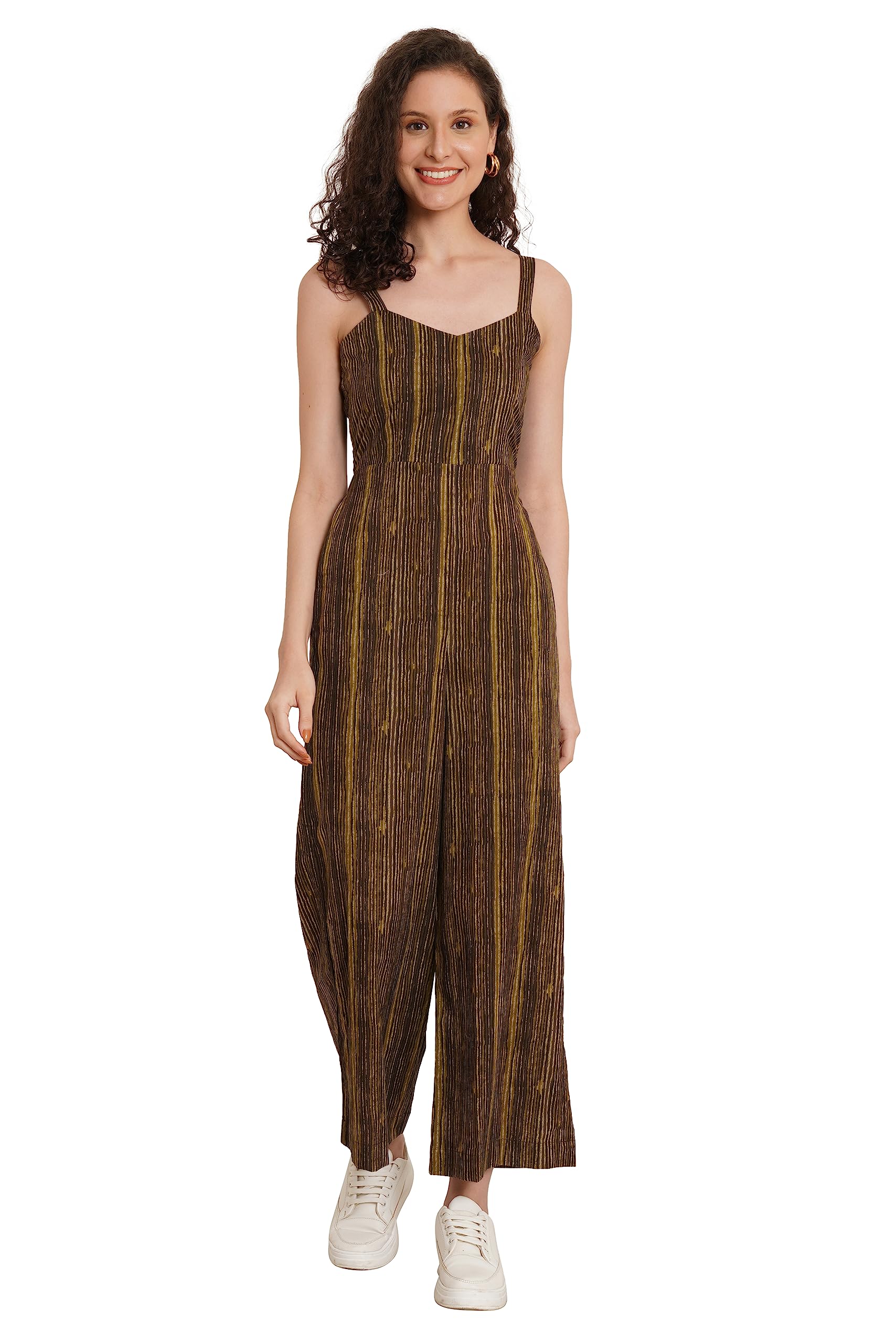 Jaipuri Cotton Abstract Printed Sleeveless Jumpsuit for Women