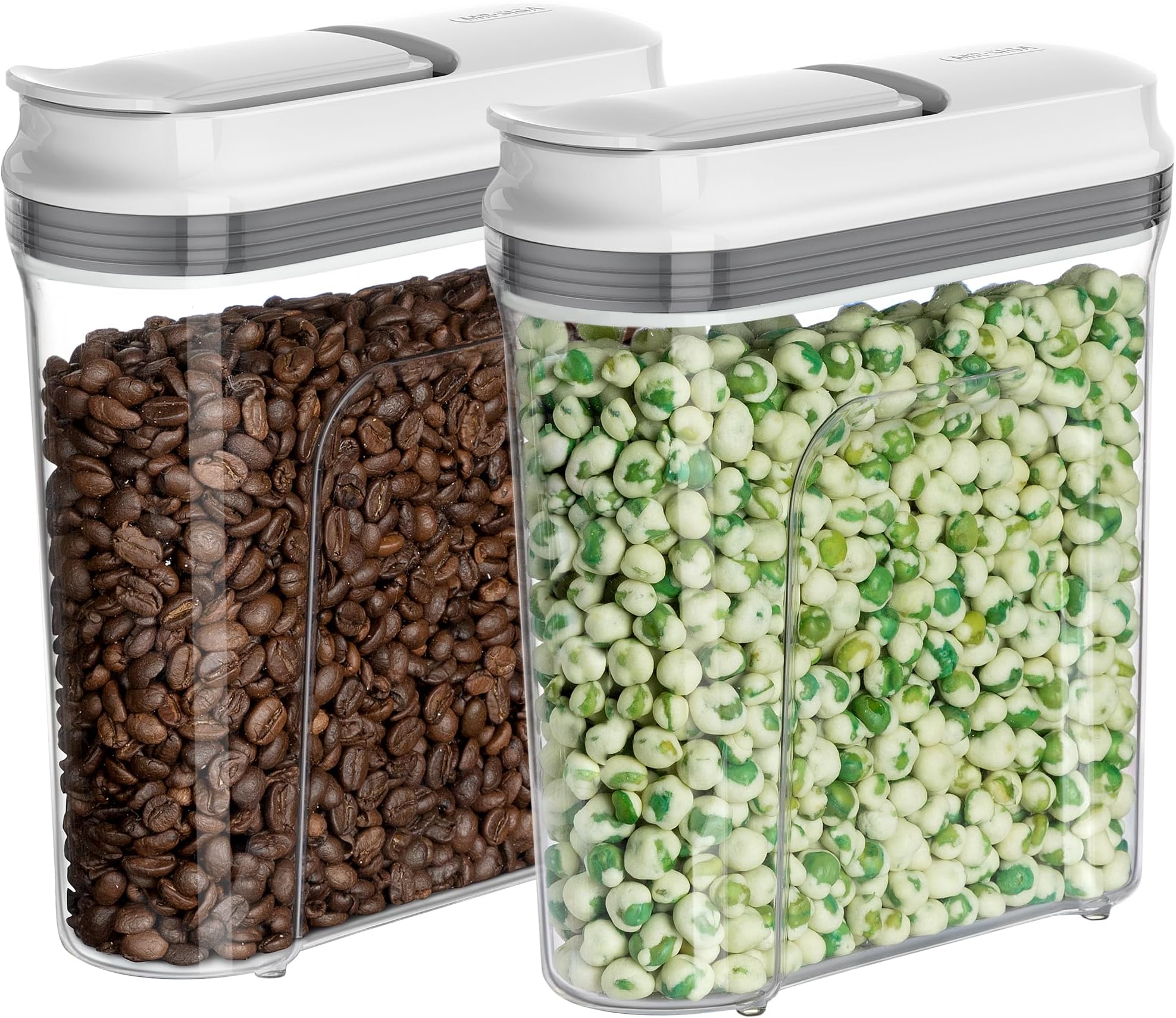 MR.SIGA 2 Pack Airtight Cereal Dispenser Set, Cereal Containers Storage Dispenser, BPA Free, 1.3 L / 44oz, Medium, White