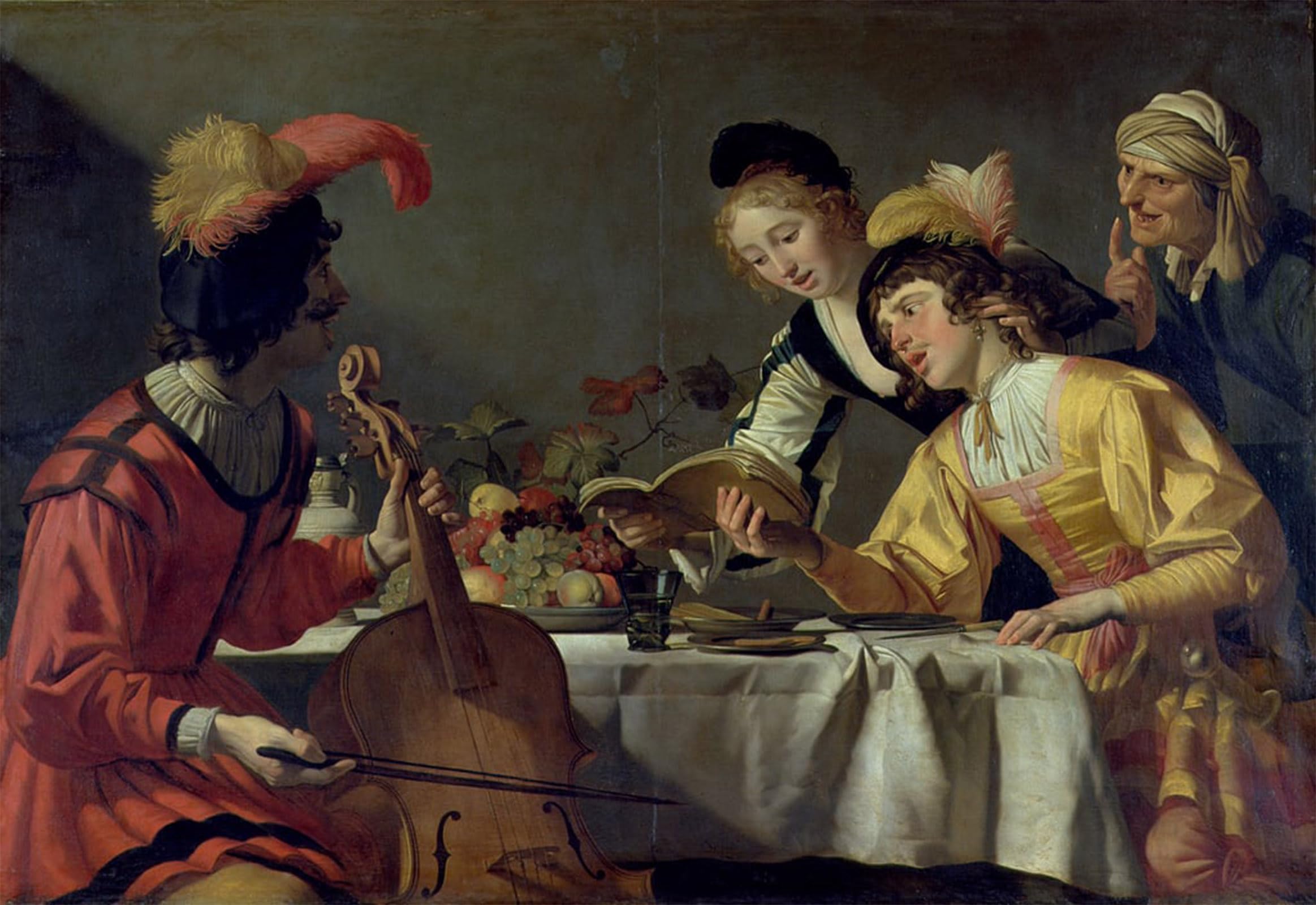 SERENDIPITP Vintage Wall Art Canvas Nordic Poster Canvas Print Picture Concert by Gerrit Van Honthorst Wall Art Poster for Home Decor 60x90cm