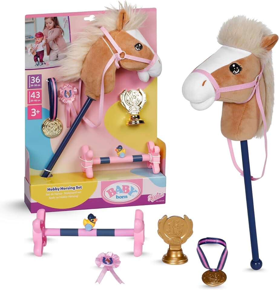 BABY Born Hobby Horsing Set - Puppenset mit Steckenpferd & Zubehör - Hochwertiges Puppenzubehör - Fü