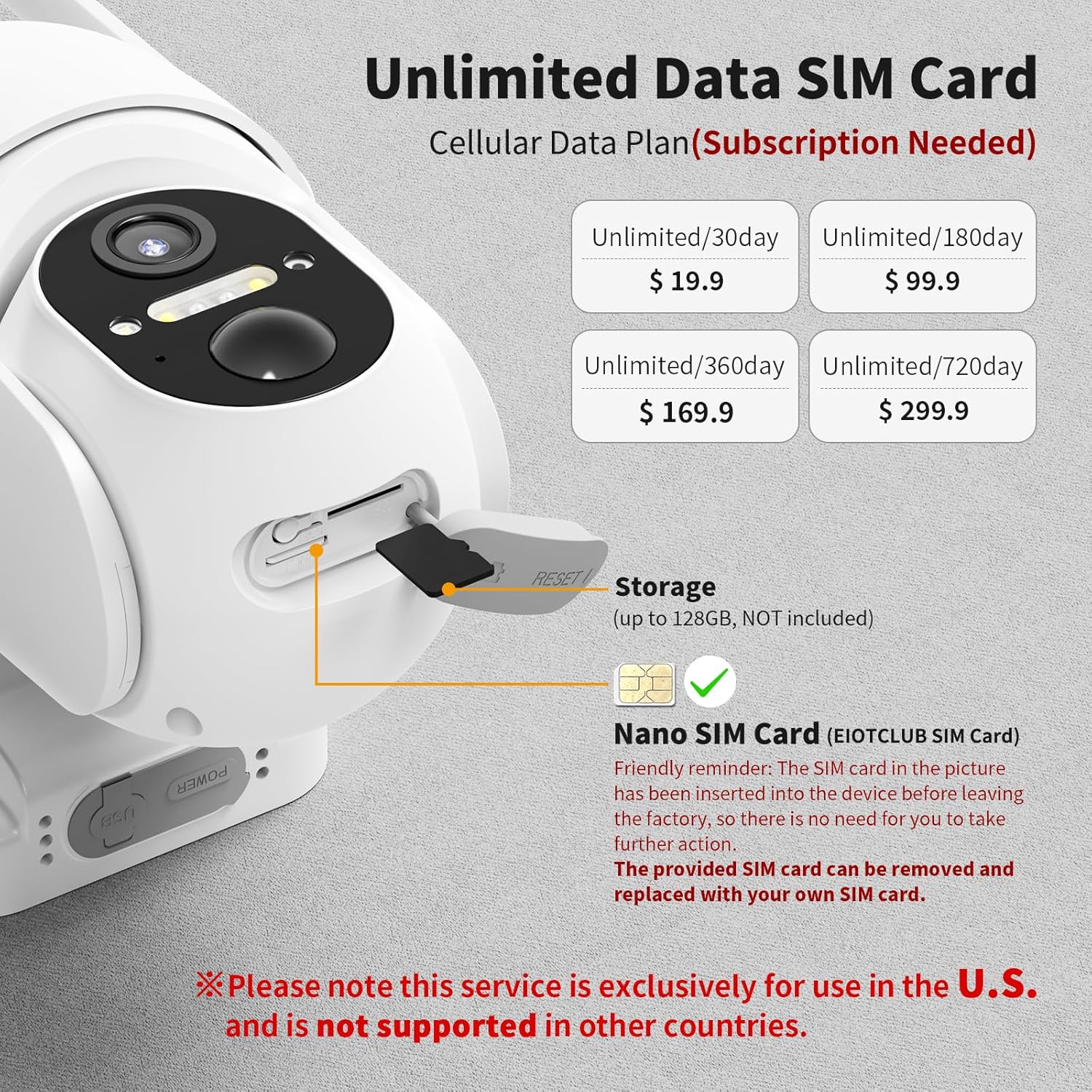 4G LTE Cellular Security Cameras, 2 Pack Solar Powered No WiFi Security Camera Outdoor with 360° View, 2K Color Night Vision, Includes SIM Card(Support Verizon/AT&T/T-Mobile) - White - Image 5