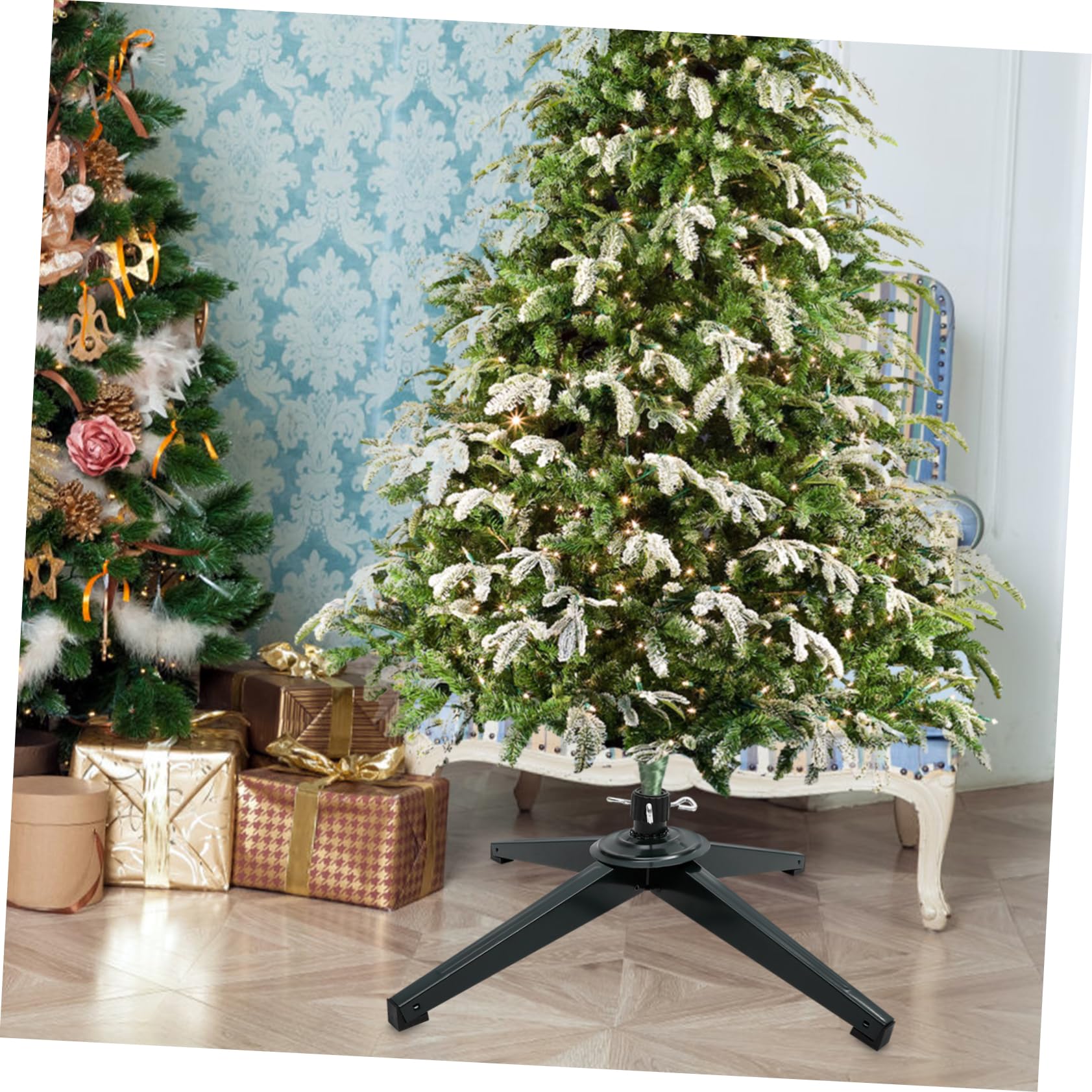 Soporte de Árbol de Navidad de Hierro Resistente y Plegable Base Estable con Placa de Bloqueo Plana Diseño Compacto para Almacenamiento Fácil para Árboles Artificiales con Añade