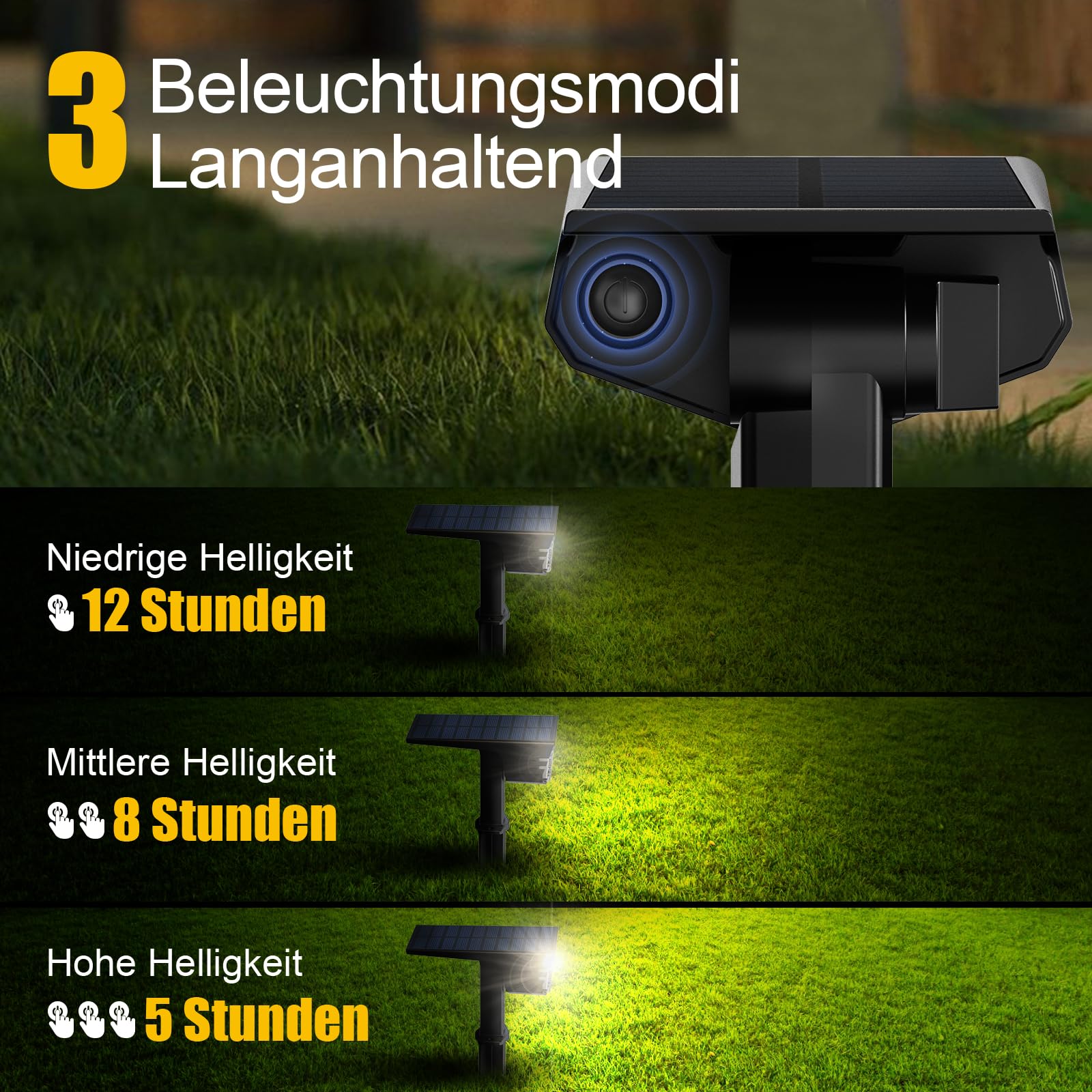 Solarlampen für Außen Garten 32 LED Solarstrahler IP65 Wasserdicht 3000K Warmweiß 4 Stück