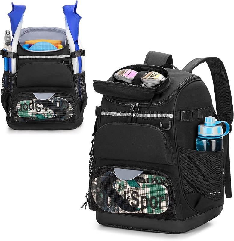 Swim Backpack with Separate Shoe Space, Swim Bags for Swimmers | Swim Gym Gear Bag for Swimming Pool, Beach, Swimming Athlete, Sports Pool Beach Bag for Men and Women, Black
