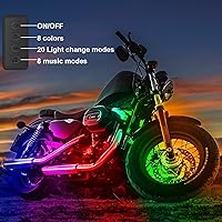 Vista 4 de 10 piezas de kit de luces LED de bajo de motocicleta, tiras de luces LED RGB, kit de luces LED de bajo de motocicleta con control de APP para Harley