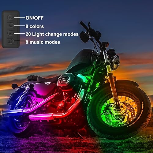 Miniatura 4 de FCPVHOY Kit de luz LED para motocicleta, luces RGBIC Dream Color Cotorcycle para motocicleta, kit de luz LED suberglow para motocicleta con control