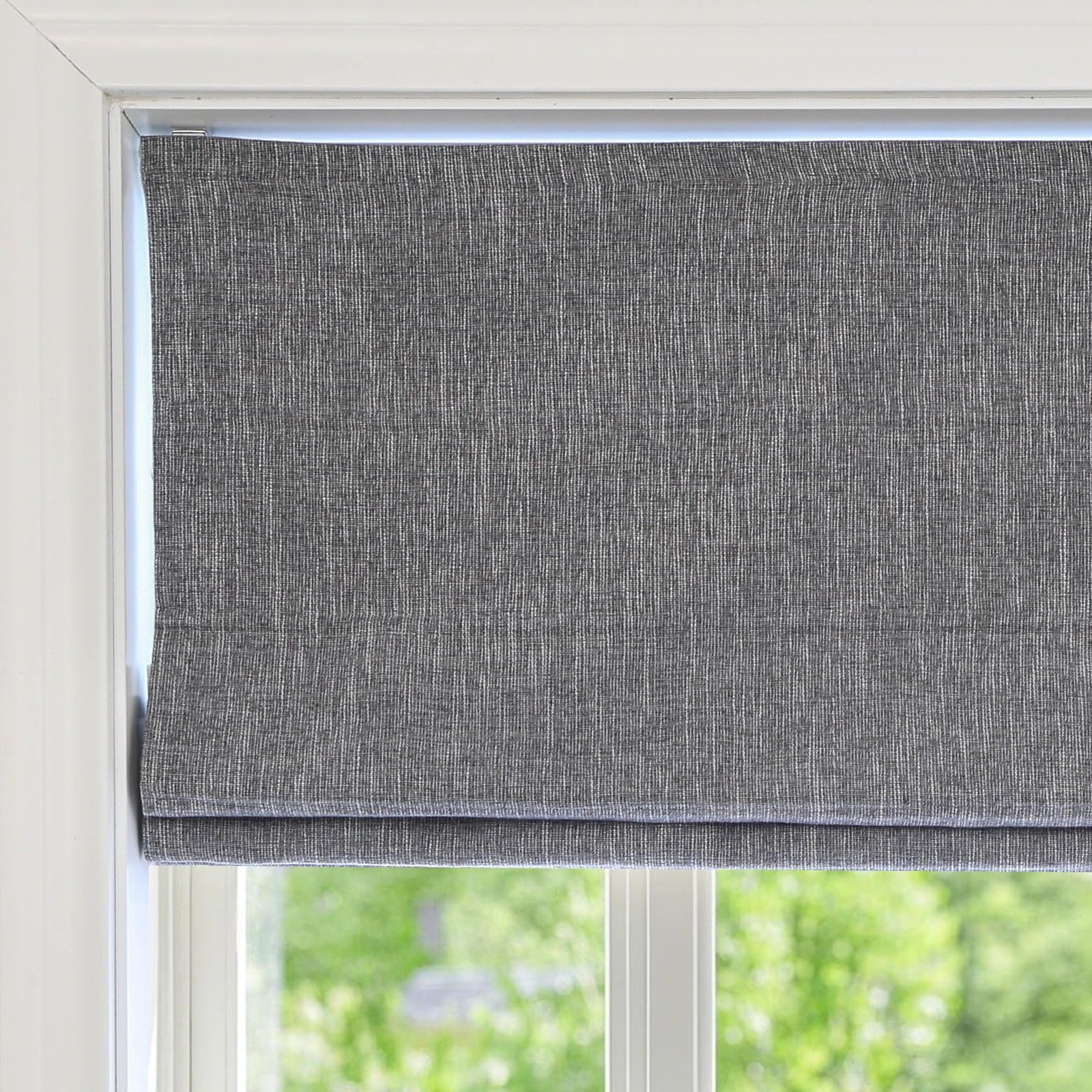 Roman Window Shades Window Blinds, Dark Grey Window Roman Shades, Custom Washable Fabric Roman Blinds for Windows, Doors, French Doors, Kitchen Windows