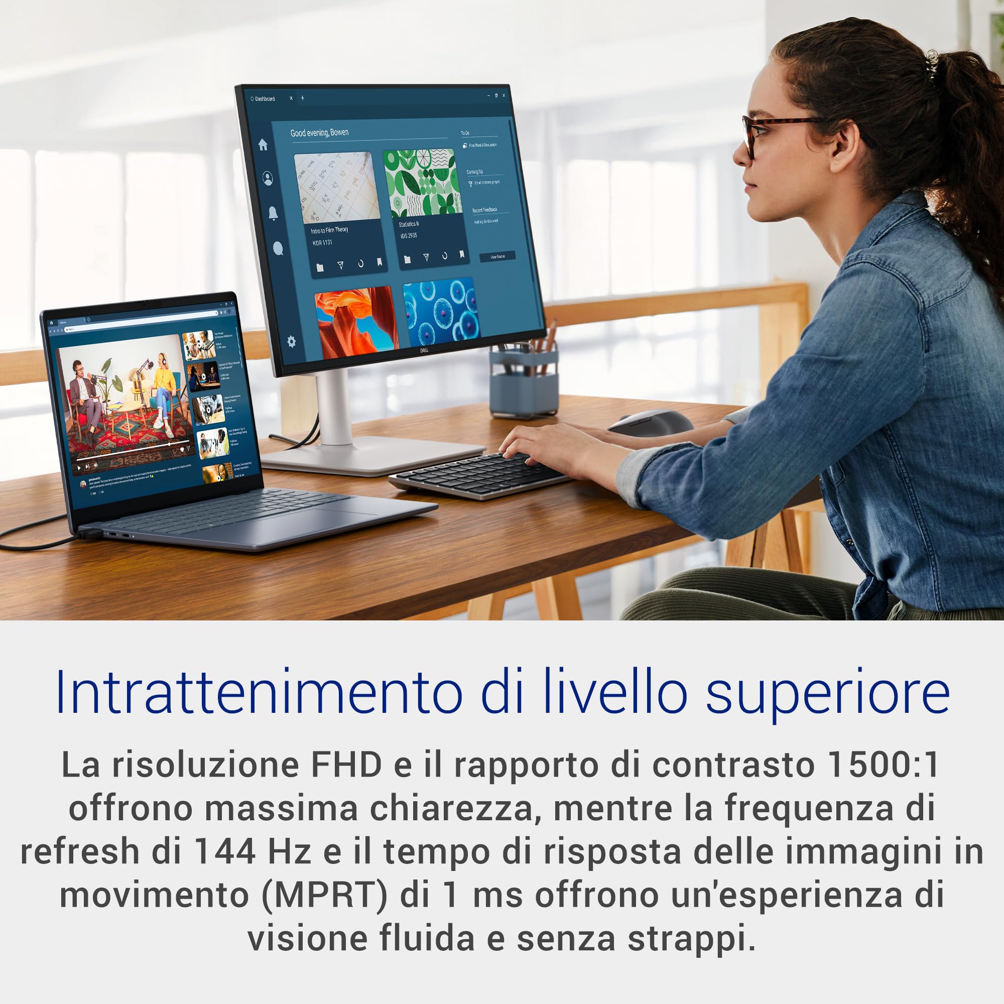 Dell 24 Plus Monitor - S2425HSM, Full HD (1920x1080), 144Hz, IPS, 1ms MPRT, AMD FreeSync, 99% sRGB, Regolabile in Altezza, Altoparlanti integrati, 2 HDMI, 3 Anni di Garanzia, Bianco