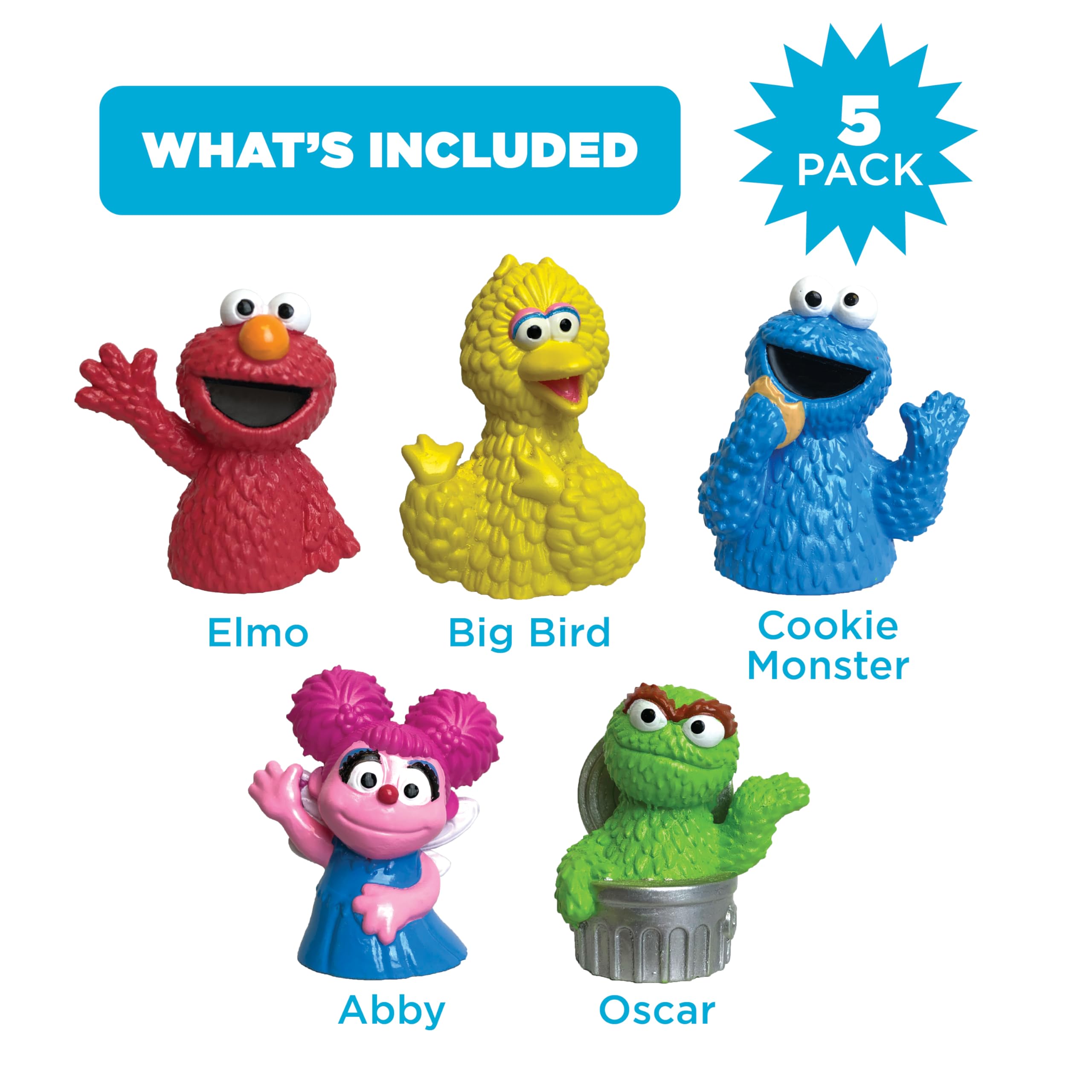 Sesame Street Kukiełki do kąpieli, 5 szt. - zabawki do kąpieli, wypełniacze koszyków wielkanocnych, prezenty wielkanocne