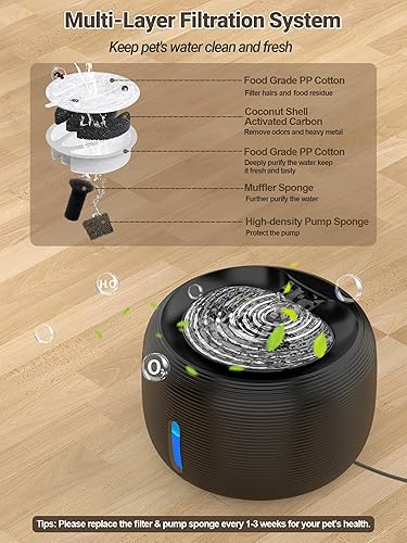 Miniatura 4 de SIBAYS Fuente de agua para gatos, fuente de agua para mascotas de gran capacidad de 3.5L118 onzas, dispensador automático silencioso de agua para