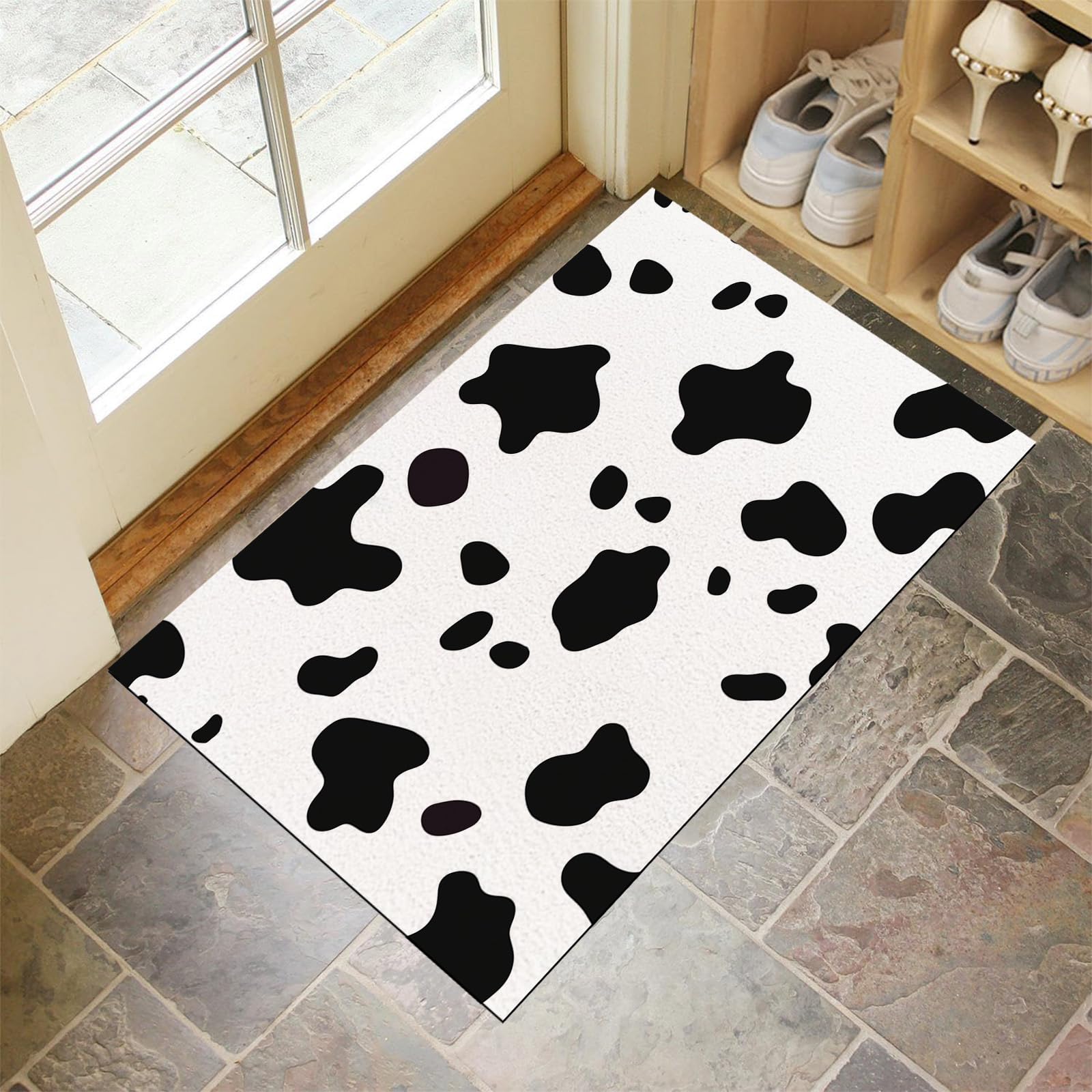 Tapis de porte extérieur 90x150cm robuste et antidérapant avec motif vache